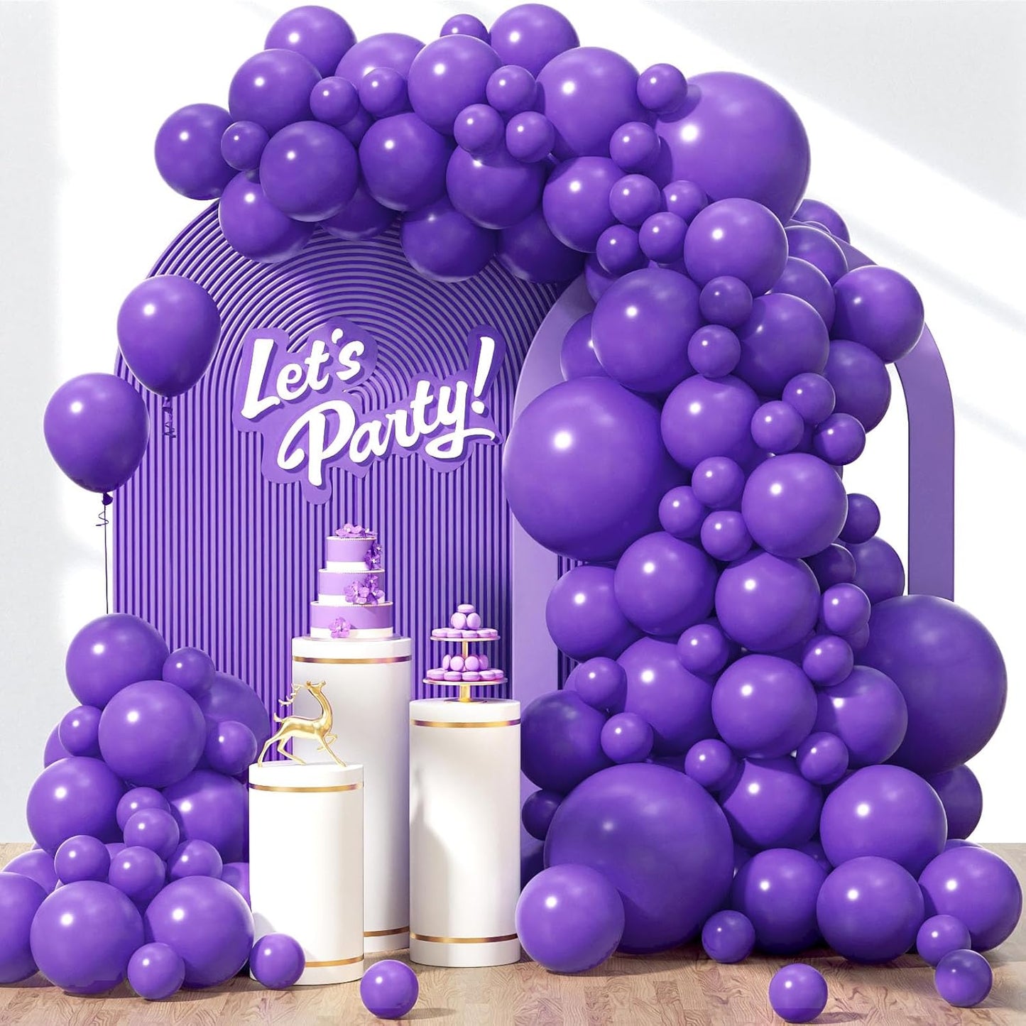 Purple Balloons Kit by [Brand Name] - 120-Piece Set with 5 to 18-Inch Sizes for Birthday & Baby Shower Decor