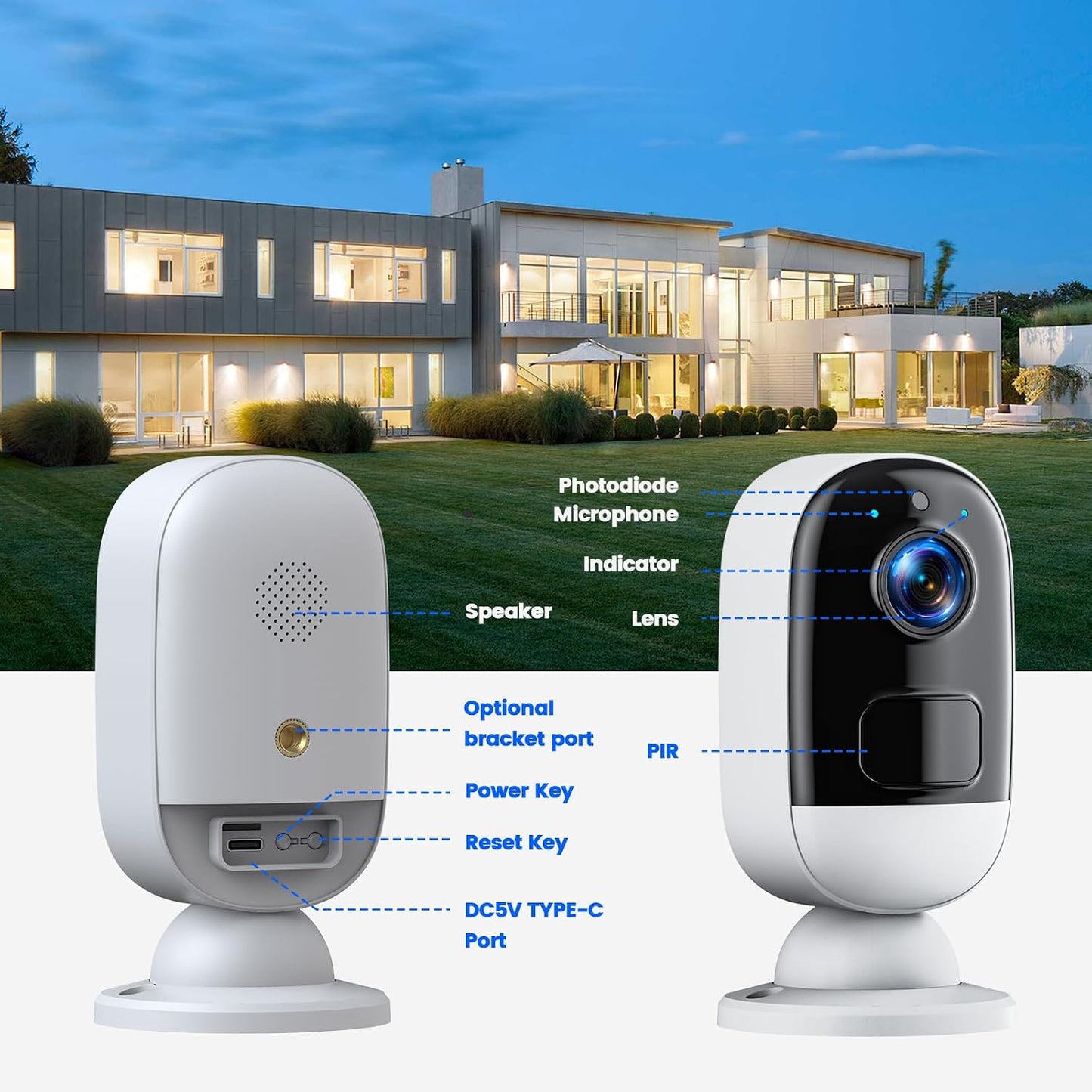 Camcamp 3MP IP65 2-Way Security Cameras Wireless Outdoor, Security Camera with Magnetic Base, Waterproof, Talk, AI