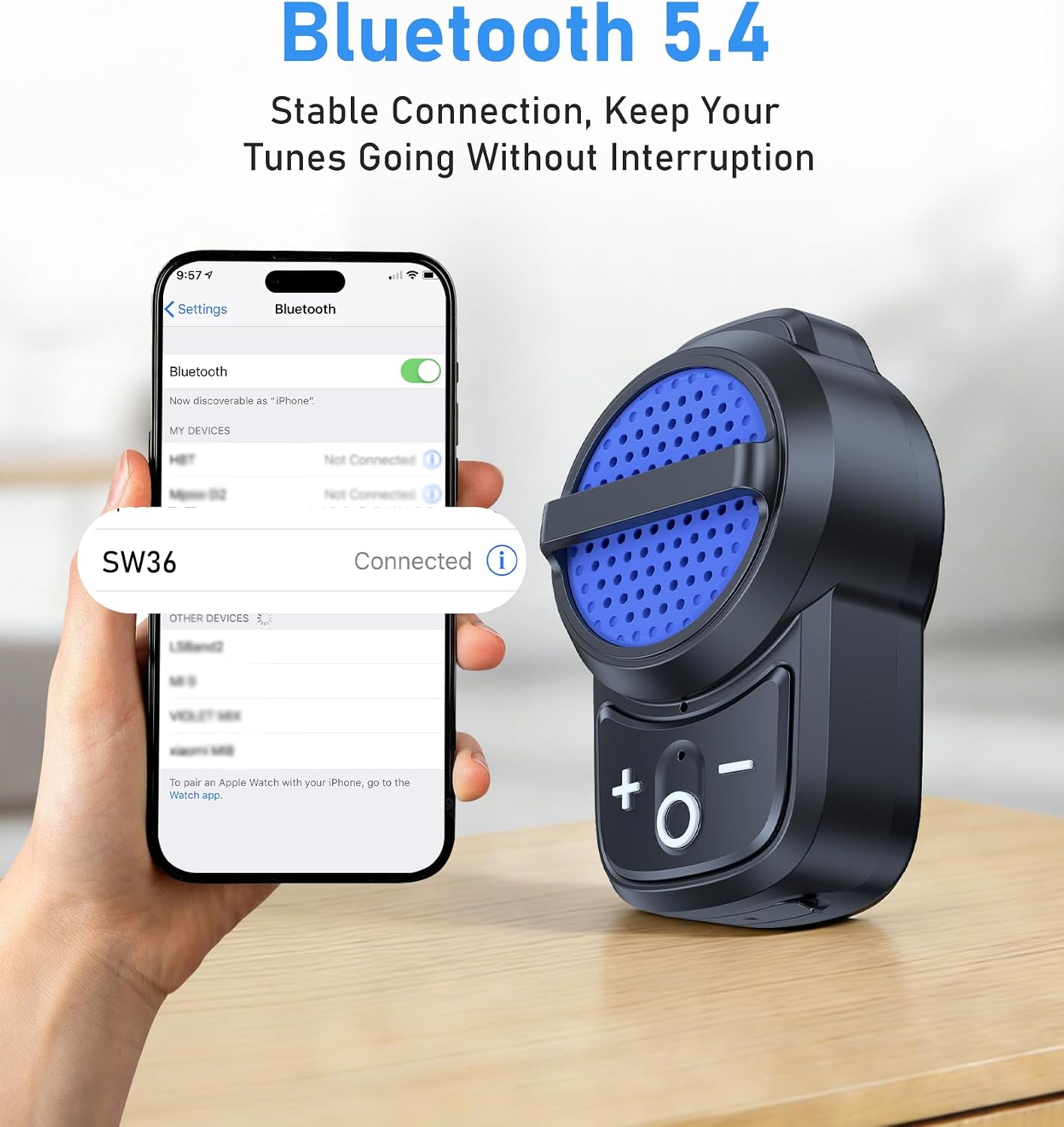 Tsnam IPX6 10H Wearable Bluetooth Speaker Clip on, Wireless Portable Speaker Built-in Mic, Waterproof