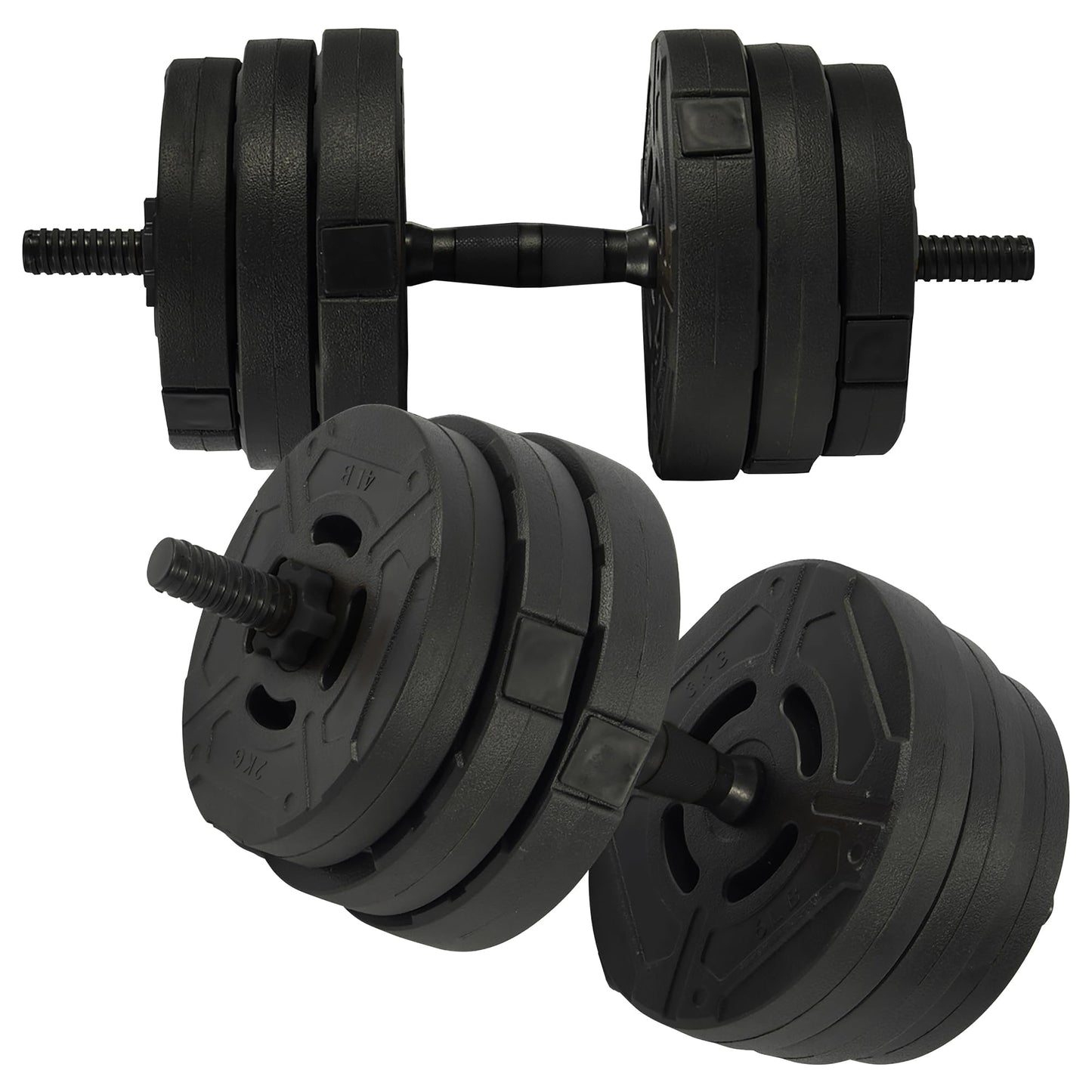 Fitvids Adjustable Dumbbell Set, 60lbs Free Weights Set with Connector, 4 in 1 Changeable Dumbbells and Barbell for Exercise and Fitness, Black/Black