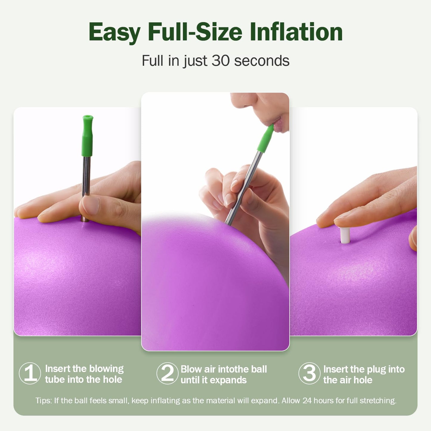Slim Panda Pilates Ball, 9 Inch Small Exercise Ball, Anti Burst Mini Yoga Ball for Stability, Workout, Barre, Core Strength, Physical Therapy, Balance, Stretching