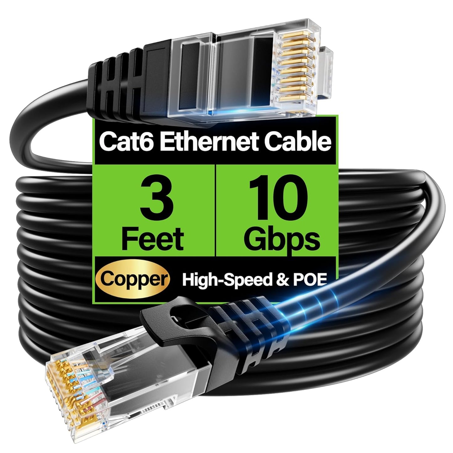 TuokaJu Cat6 10Gbps 3 6, Cat6 6 Ethernet Cable ft, UTP Ethernet Cable Cat Flexible Bare Copper Cable, Cat Network Cable