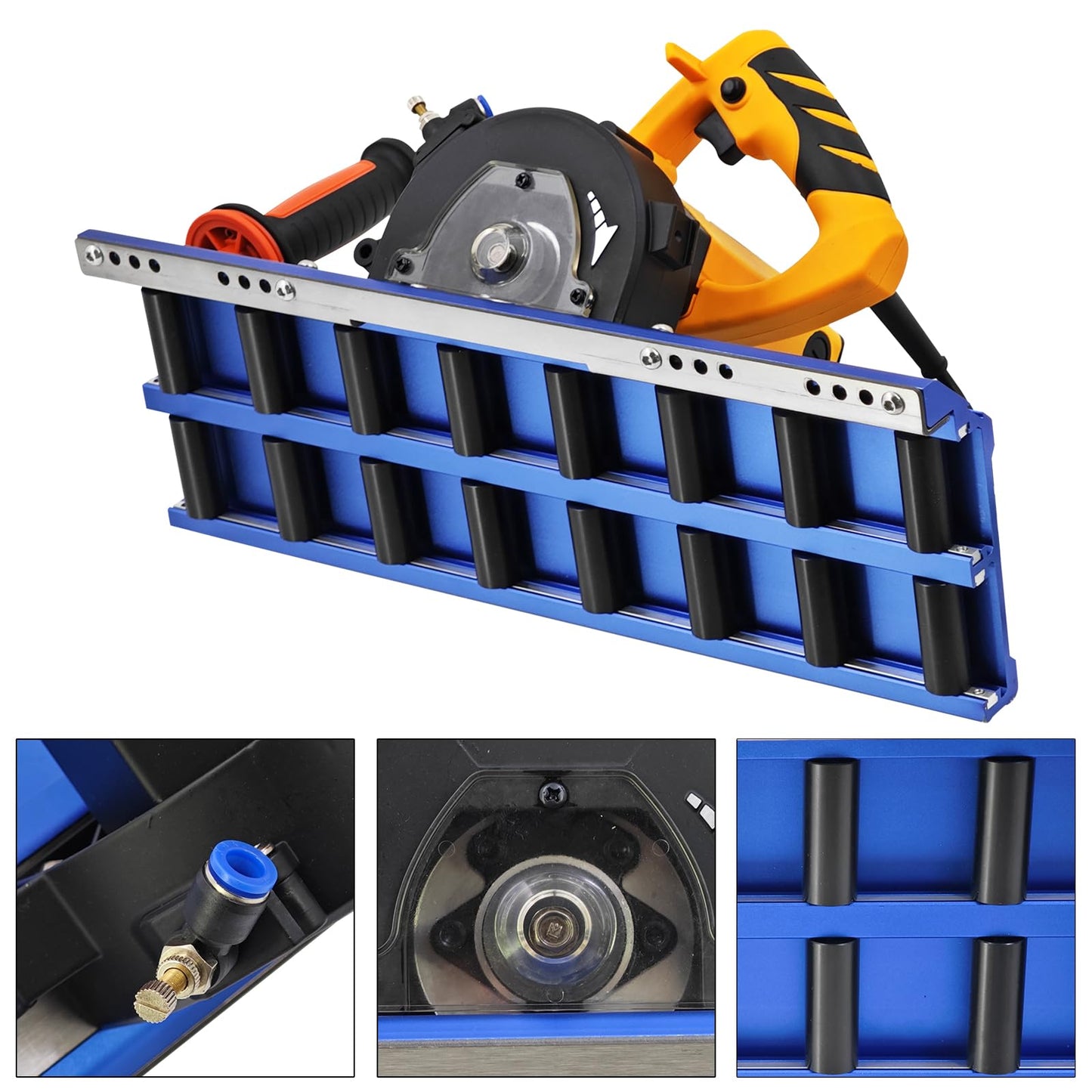 1800W 18000RPM Tile Charmfer Cutter, 43° Angle Tile Edge Beveling Tool with 16-Roller Base, Chamfer Machine with Water Cooling, Tile Edge Cutter, Tile Chamfering Machine Ceramic Tile Chamferer