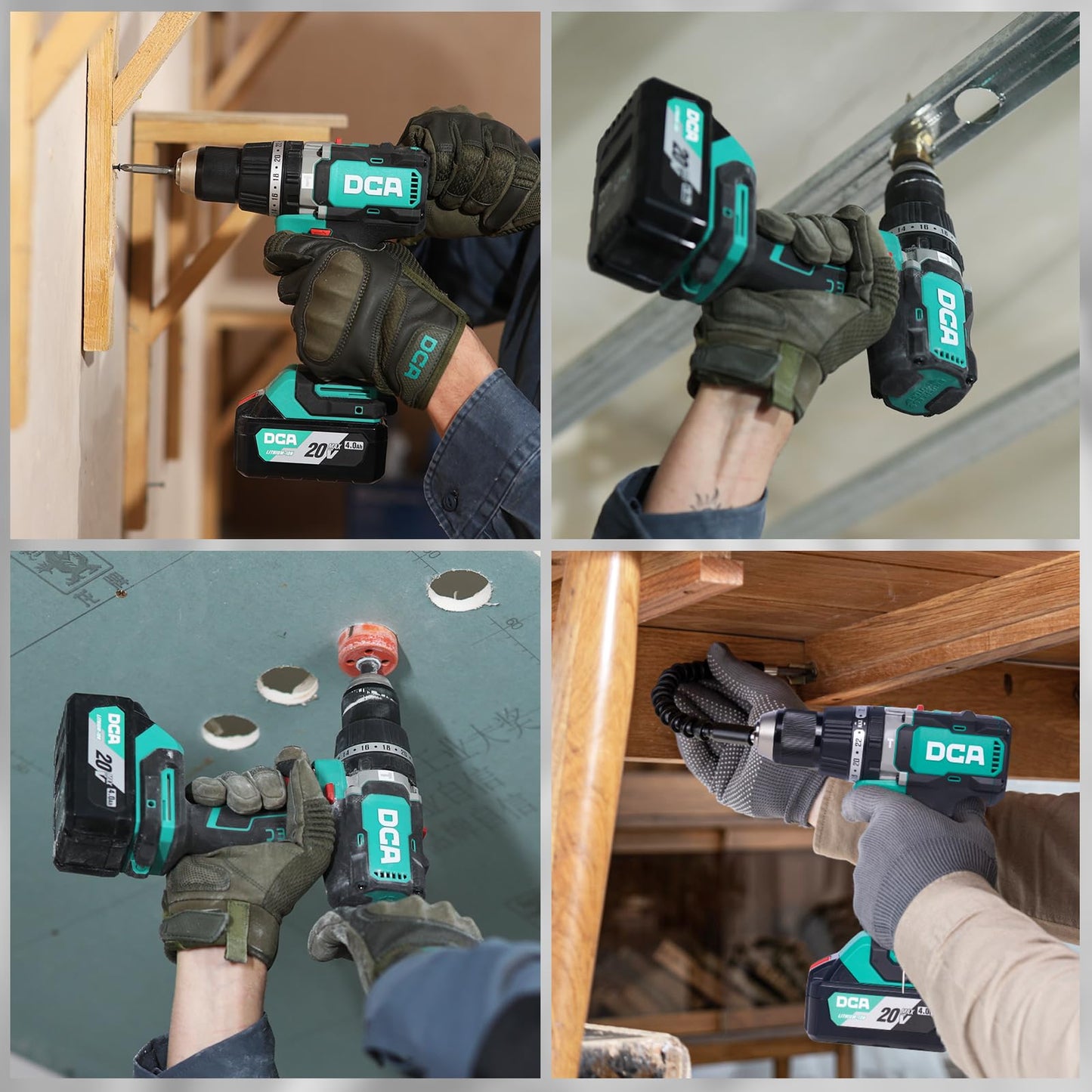 DCA 20V Brushless Hammer Drill, 1062 in.lbs Torque Impact Drill, 1/2" Keyless All-Metal Chuck, 24+1+1 Clutch, 32000 IPM, Heavy-duty Cordless Drill Kit with 4.0Ah Battery for Brick Wall, Metal, Wood