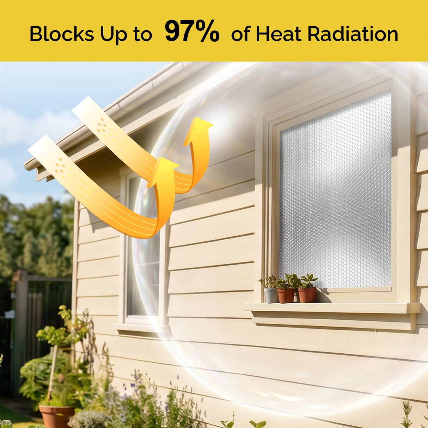 fowong Reflective Bubble Insulation Sheet, Double Side Window Insulation for Summer Heat, 48" x 10 Ft Aluminum Foil Bubble Shield, Sun Reflector for Window, RV, Garage Door, Roof