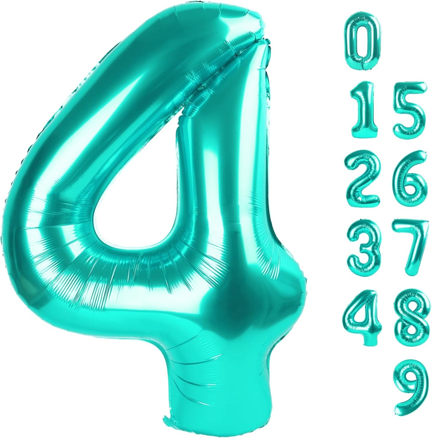 Skiennix 40-Inch Large Number Balloon - Blue-Green 4 for Birthday Parties & Celebrations