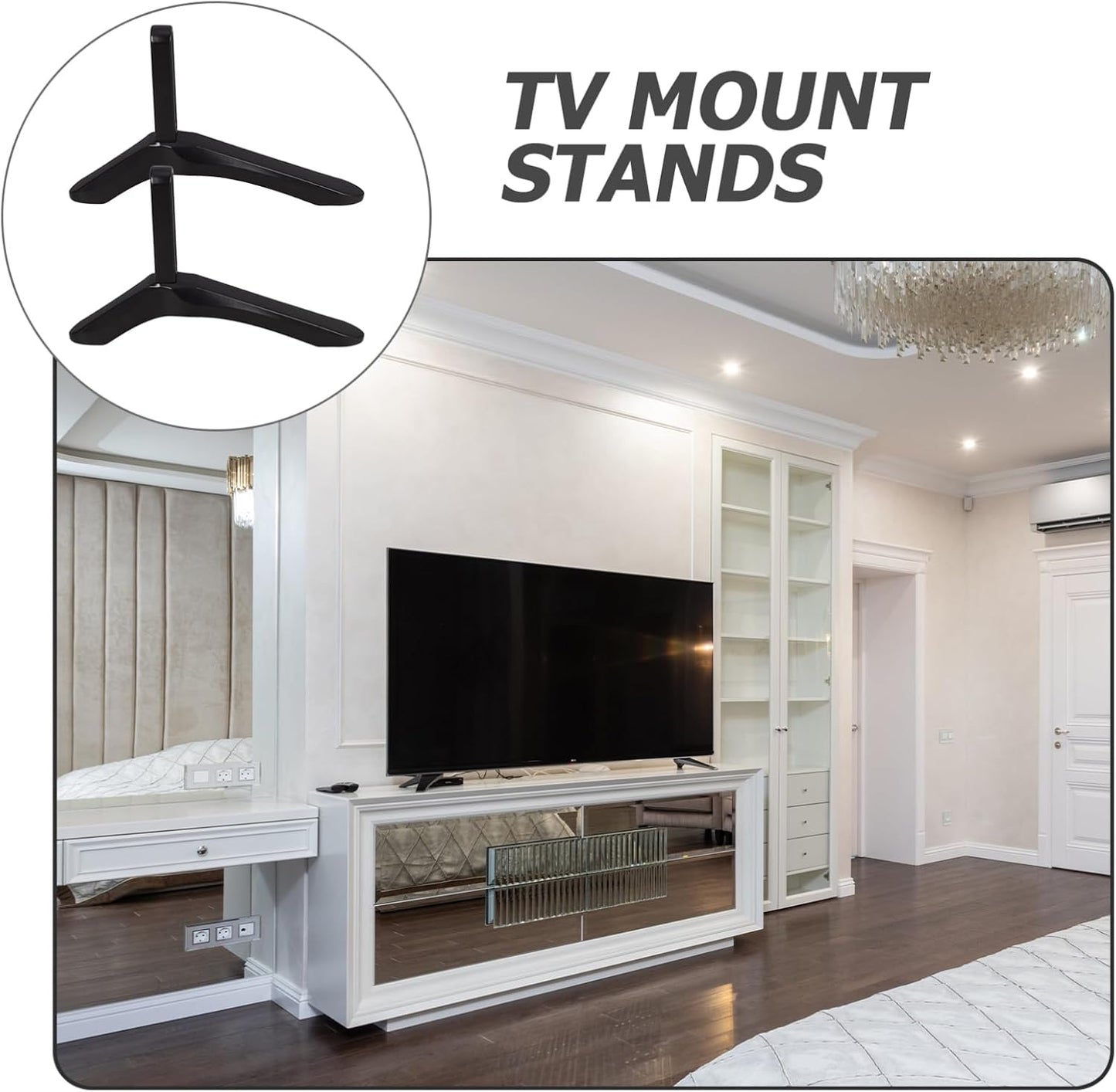 Cabilock Universal TV Stand Screws Adjustable Tabletop TV Base Bracket Height Adjustable Sturdy Metal Construction