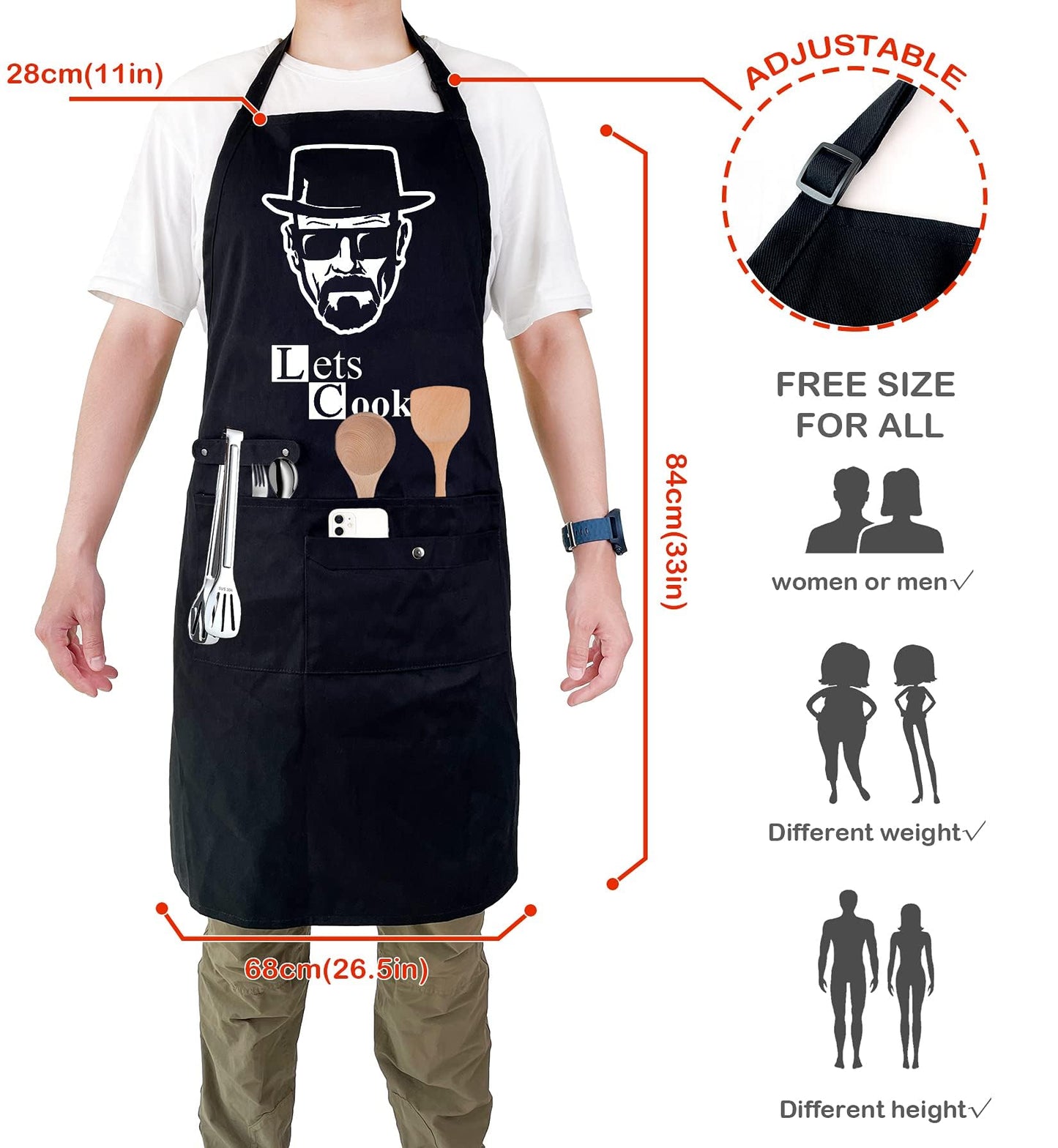 Binggle Funny Cooking Chef Apron for Men with Pockets BBQ Kitchen Work Aprons Birthday Dad Creative Gifts