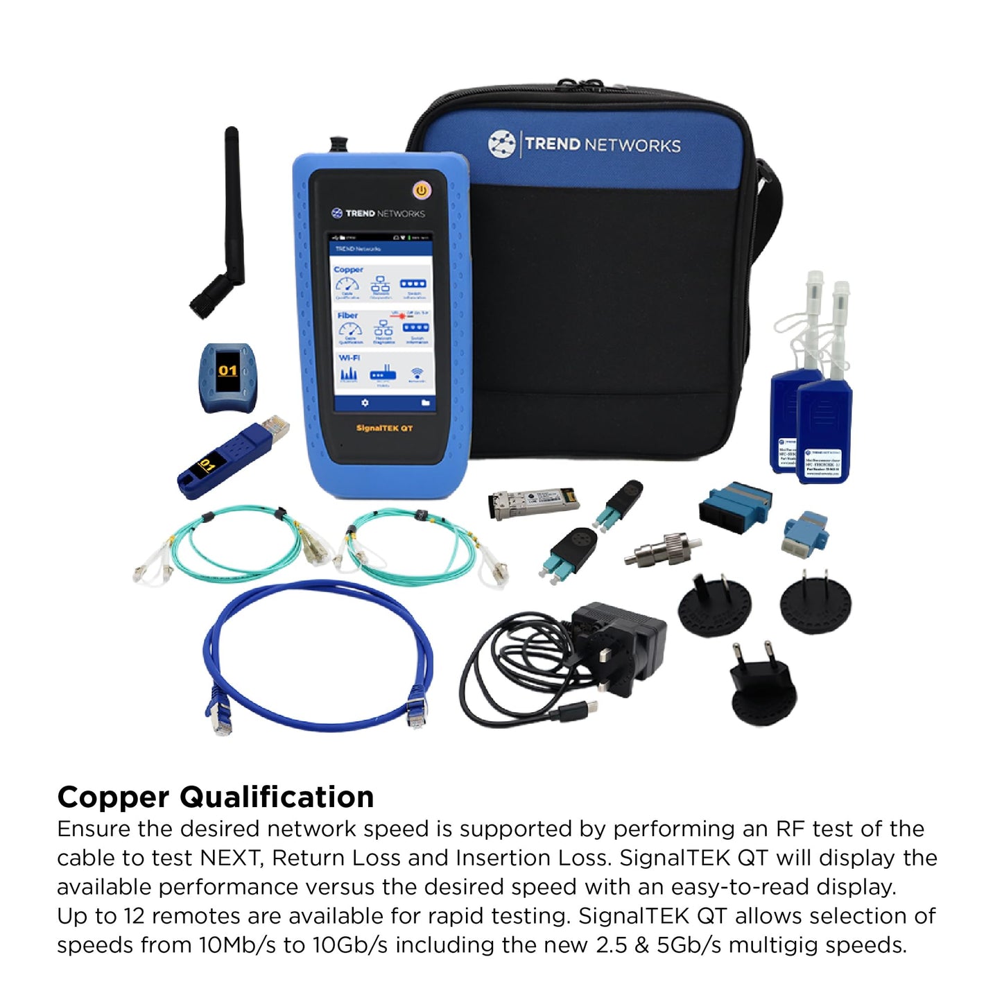 TREND Networks | SignalTEK QT Pro | All-in-One 10G Copper, Fiber & Wi-Fi Qualification Tester | Advanced Wi-Fi Diagnostics | PoE Load Testing & Network Diagnostics | R166001