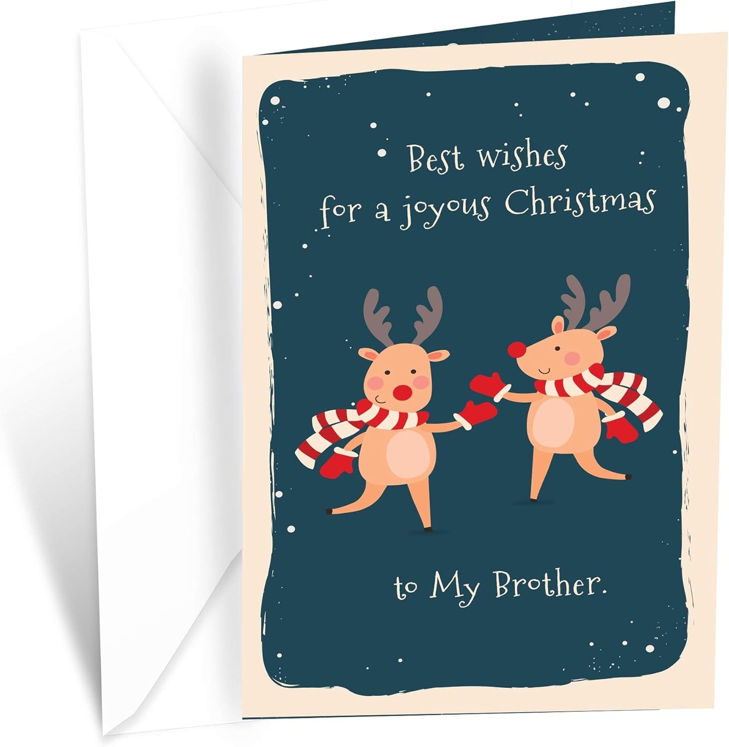 Prime Greetings Christmas Card for Brother - Eco-Friendly Thick Card Stock | 5in x 7.75in with Premium Envelope