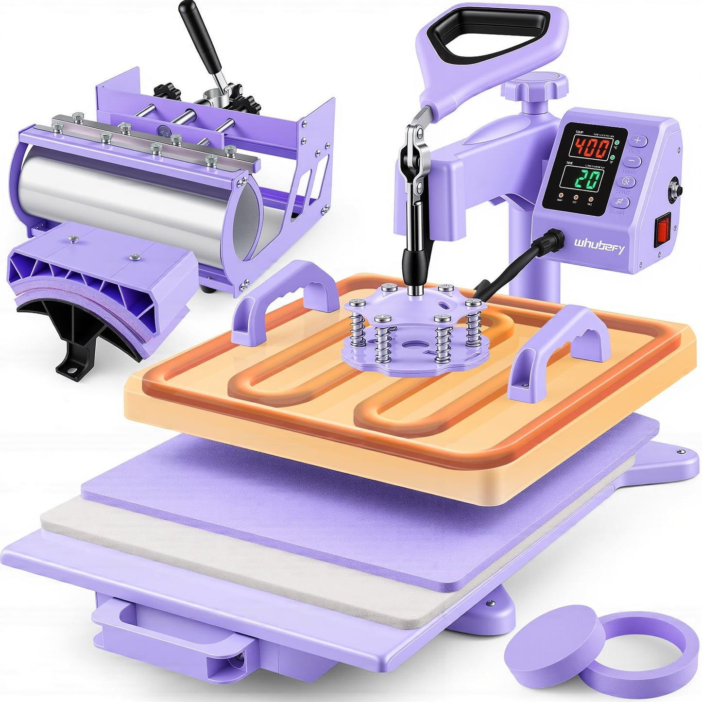 15x15 Heat Press Machine for T Shirts with 30oz Tumbler Press 5-in-1 Slide Out Easy Loading Heat Transfer with Dual-Tube Heating & 4-Zone PID Temp Controller for Quick & Even Heat on Hat Cap Mug Plate
