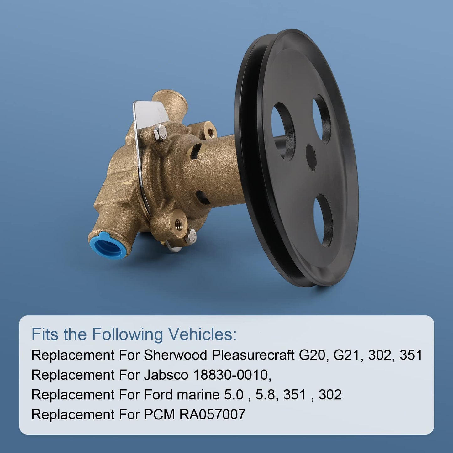 Raw Sea Water Impeller Pump RA057007 Replacement for Sherwood Pleasurecraft & Ski boat G20, G21, 302, 351 Jabsco 18830-0010,Ford marine 5.0,5.8,351,302