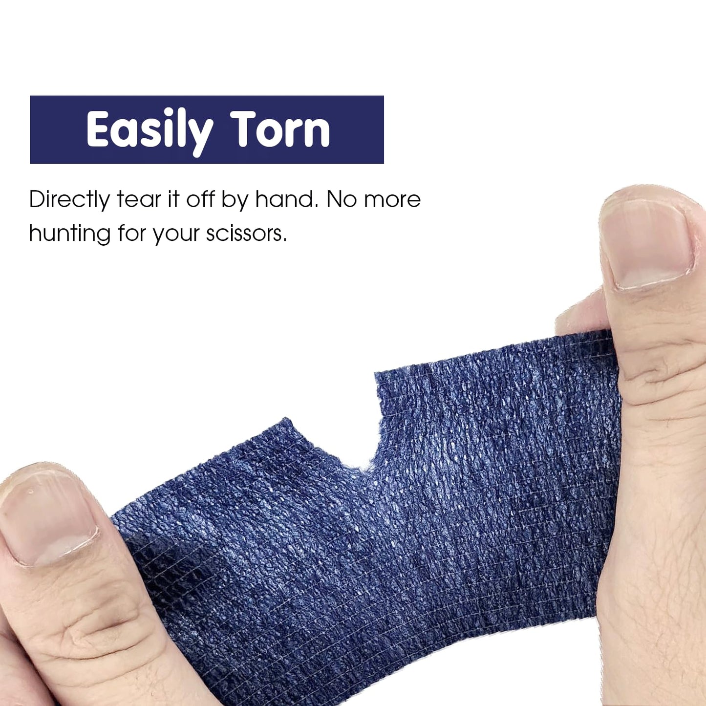 COMOmed Self Adherent Cohesive Bandage 2"x5 Yards First Aid Bandages Stretch Sport Athletic Wrap Vet Tape for Wrist Ankle Sprain and Swelling,Navy Blue(6 Rolls)