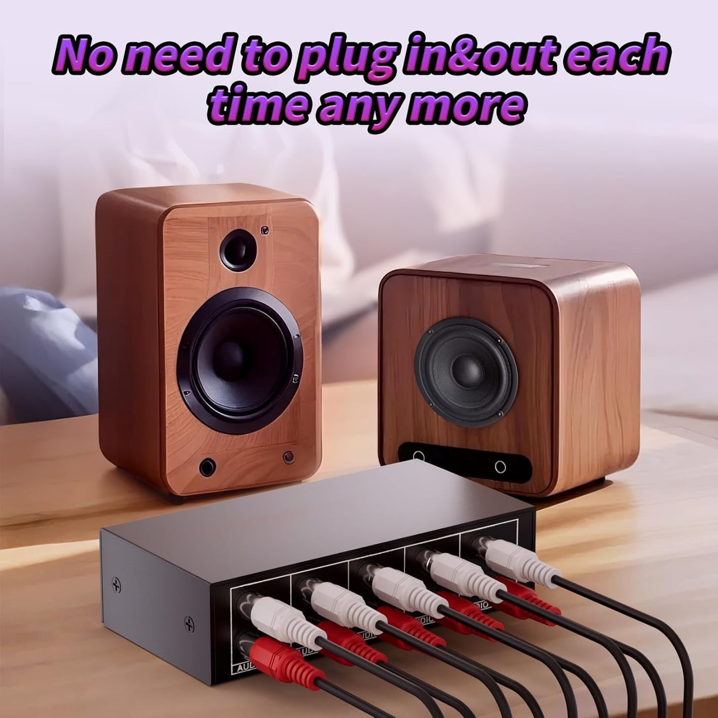 BolAAzuL 3.5mm 1 4 4-Way 4-Channel 1x4 Aux + RCA L/R Audio Splitter in Out, Stereo Audio Distributor Box Stereo RCA