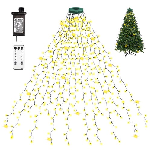 Christmas Tree Lights Indoor, 400 LED 16 Lines of 6.6FT with 8 Flashing Modes, Remote Control & Timer, Memory Function, Warm White Christmas String Lights, Twinkle Tree & Outdoor Waterproof