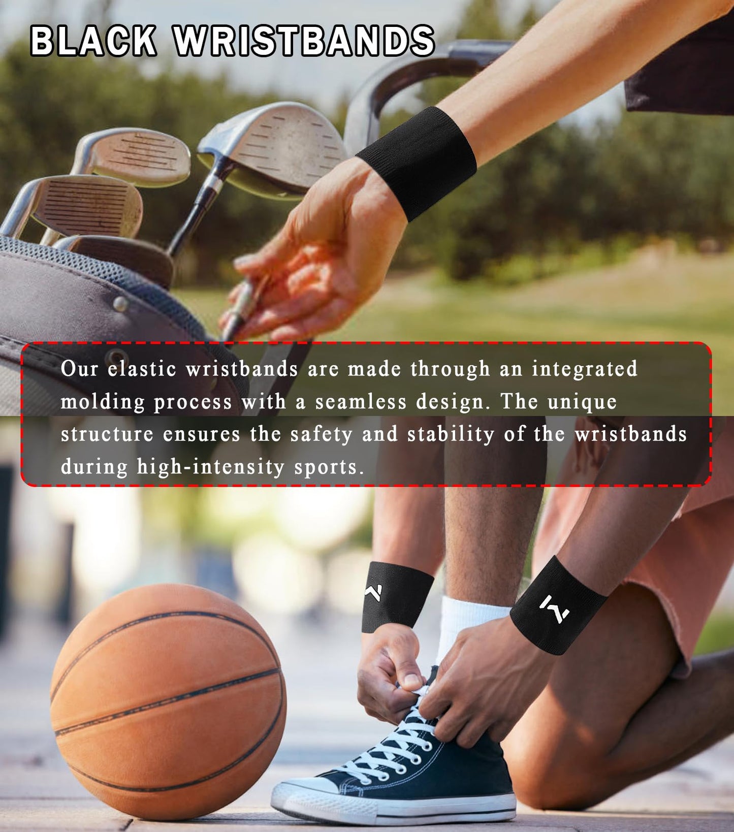 FVVWVV 2 Pairs Wrist Compression Sleeve, Black White Elastic Wristbands, Soft Wrist Support Brace for Tendonitis, Arthritis, Sprains Pain Relief, Great for Fitness, Sports, Daily Use