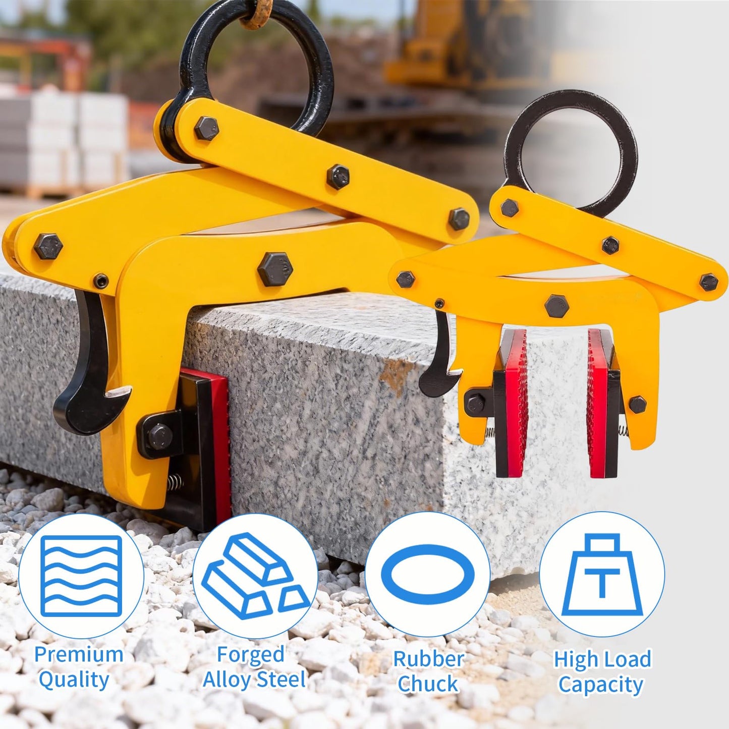 705 lbs Large Slab Stone Lfting Clamp, 0-2.6" A Shaped Heavy Duty Stone Lifter Equipment, Scissor Lifter Clamp, Stone Carry Clamps Slab Lifter for Concrete, Steel, Rocks, Curbstones and Glass