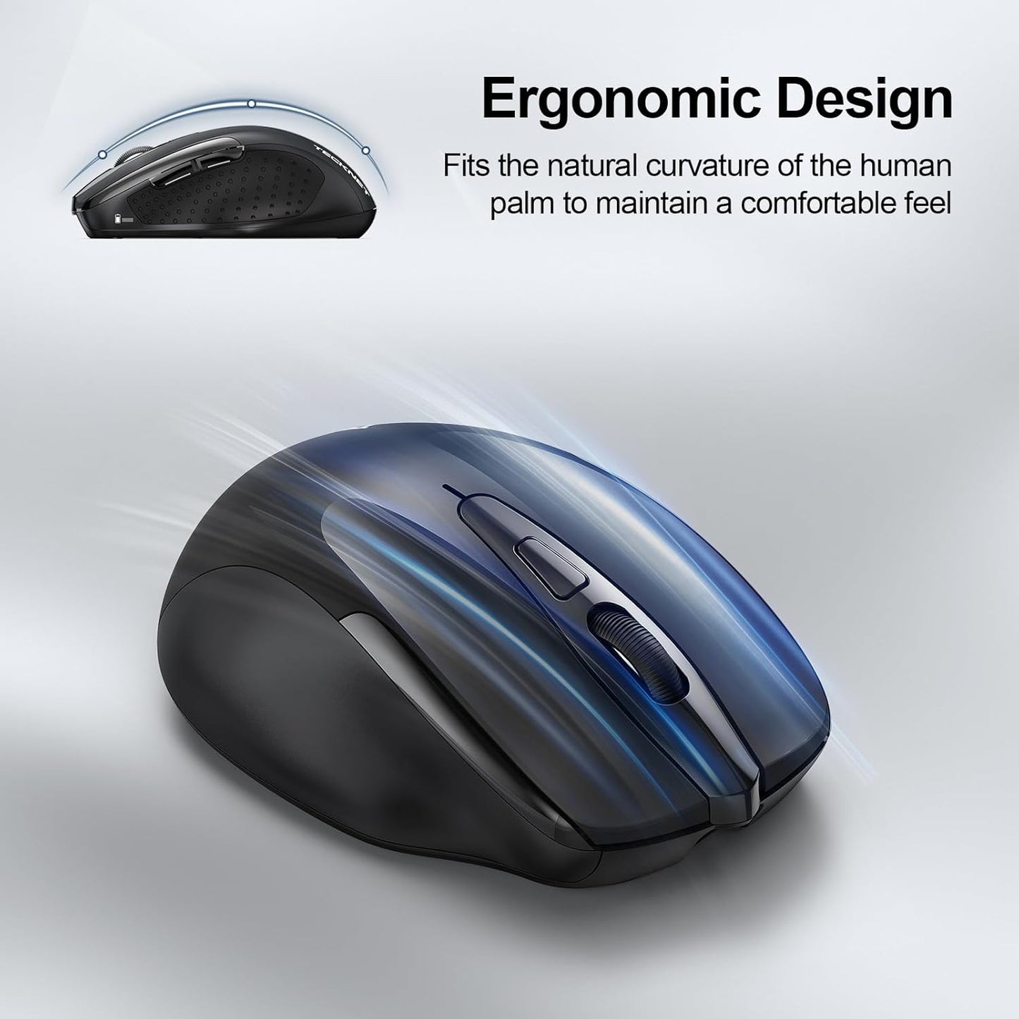 TECKNET 2.4G 6 4800 6 Wireless Mouse Rechargeable, USB-A Silent Mouse, Quiet Click, Adjustable DPI, Cordless Computer