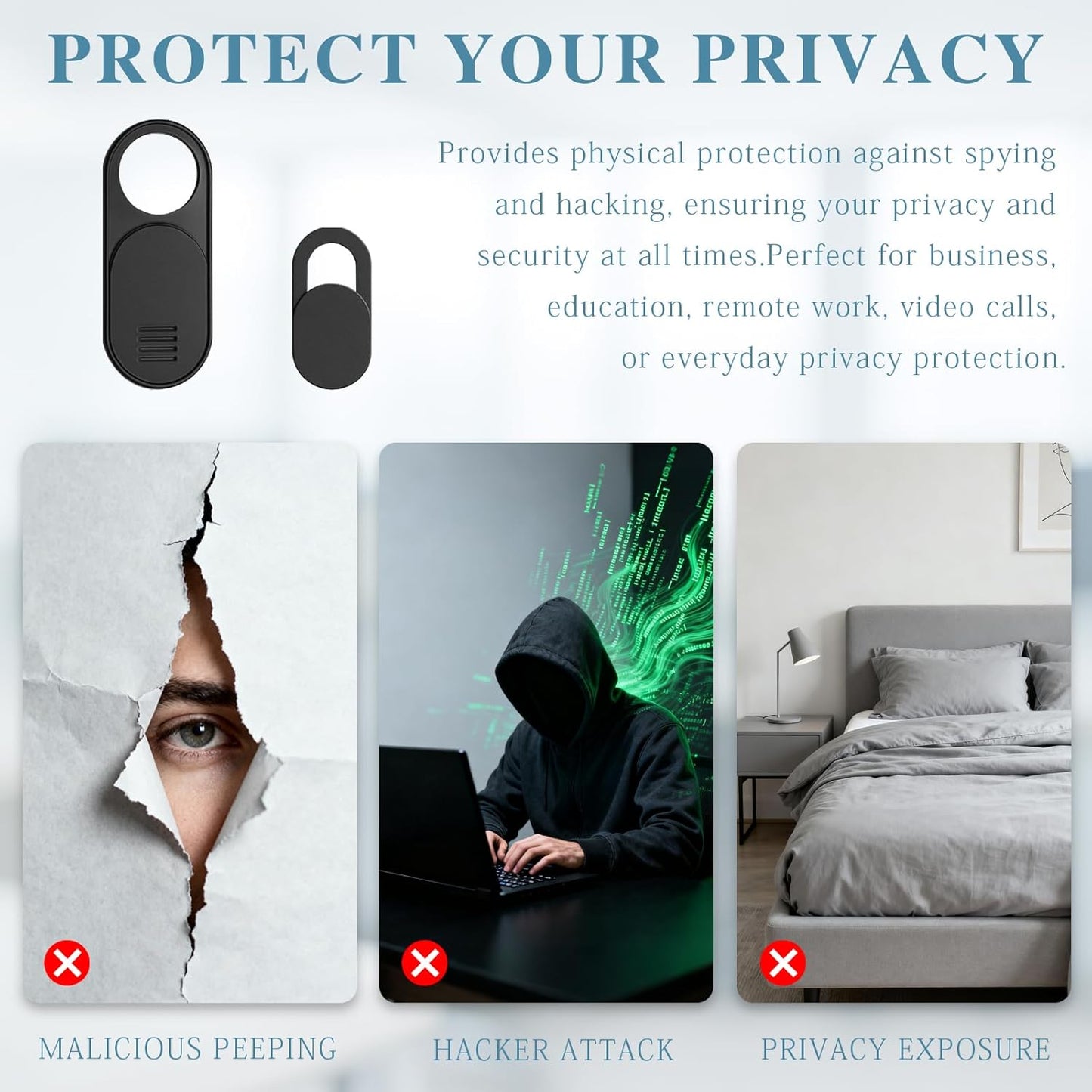 Brvlsoc (12-Pack) Laptop & Phone Camera Cover Slide Ultra-Thin Privacy Webcam Cover for Laptop, PC, Tablet, Smartphone