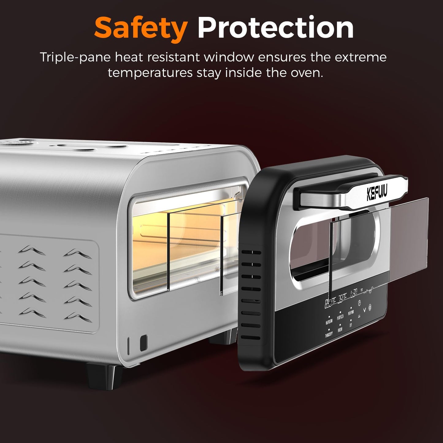Pizza Oven Indoor,pizza maker,Makes 12 Inch Pizzas in 90s at 850°F,Countertop Electric Pizza Oven with Continuous Baking Without Reheating,Pizza Cooker with 6 Preset Modes,Pizza Stone&Peel Included
