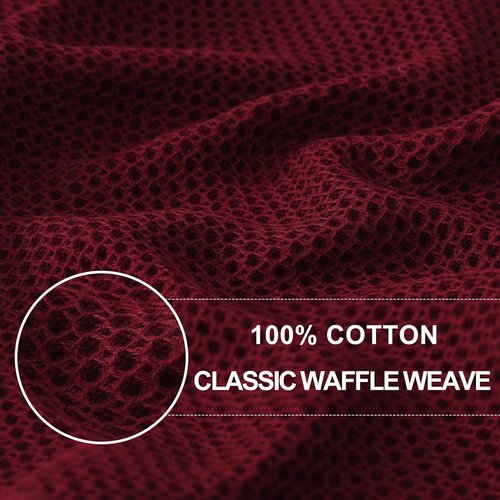 Homaxy Kitchen Dish Towels - Ultra Soft 100% Cotton Waffle Weave | Quick Drying, 13 x 28 Inches, 4-Pack, Burgundy