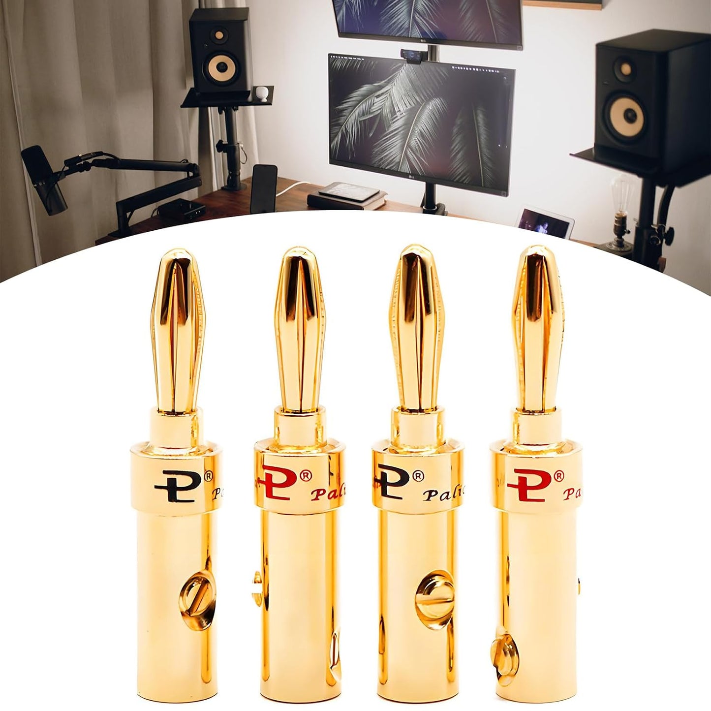 Shinycome 4mm 4mm Banana Connector Loudspeaker Banana Plugs Gold Plated Binding Post Loudspeaker Wire Replacement Sound