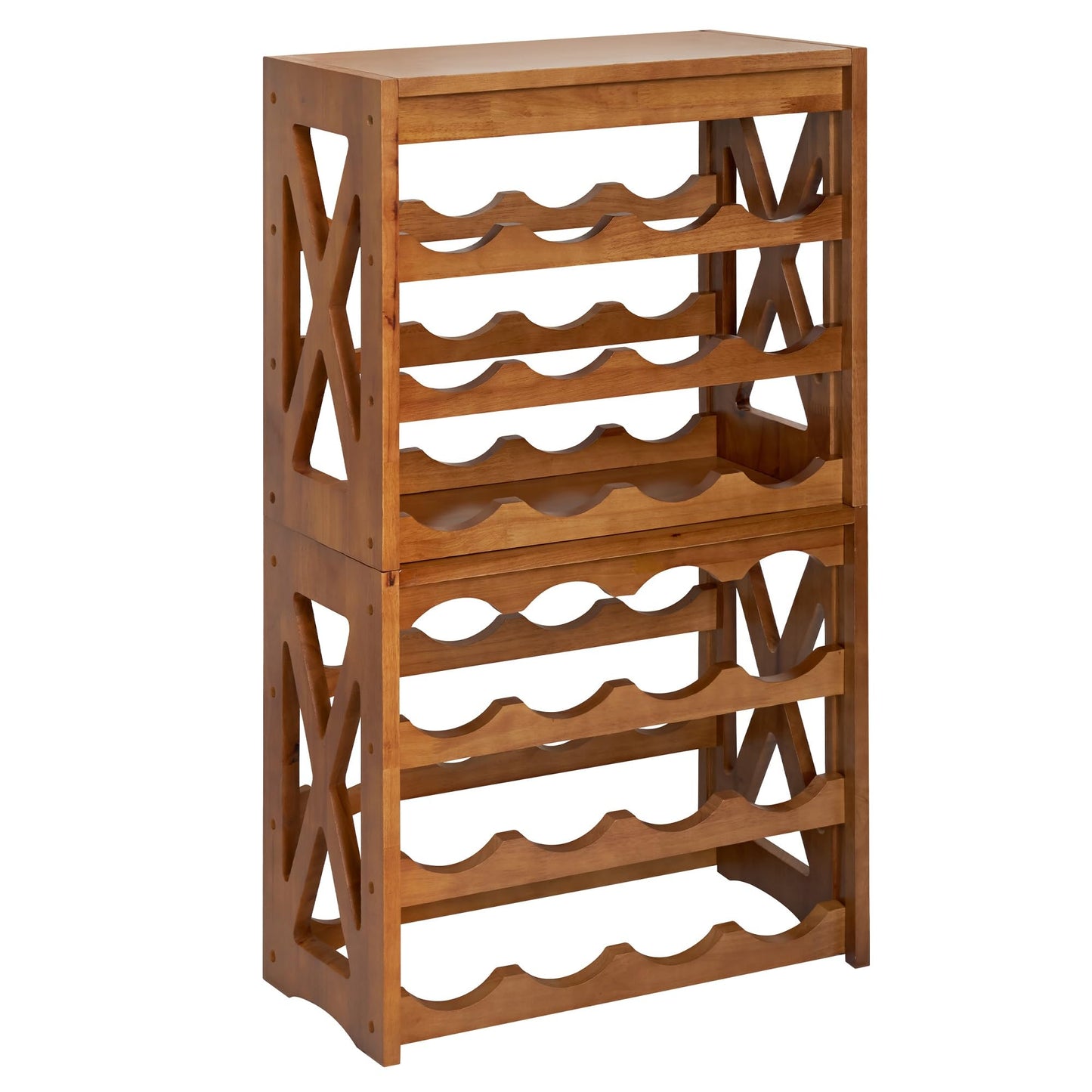 Wine Rack, Wine Racks Free Standing Floor, Wine Racks Countertop Display Rack with Table Top, Wine Glass Holder for 8 -12 Wine Glasses, Wine Bottle Holder for Kitchen Dining Room Bar (28 bottles)