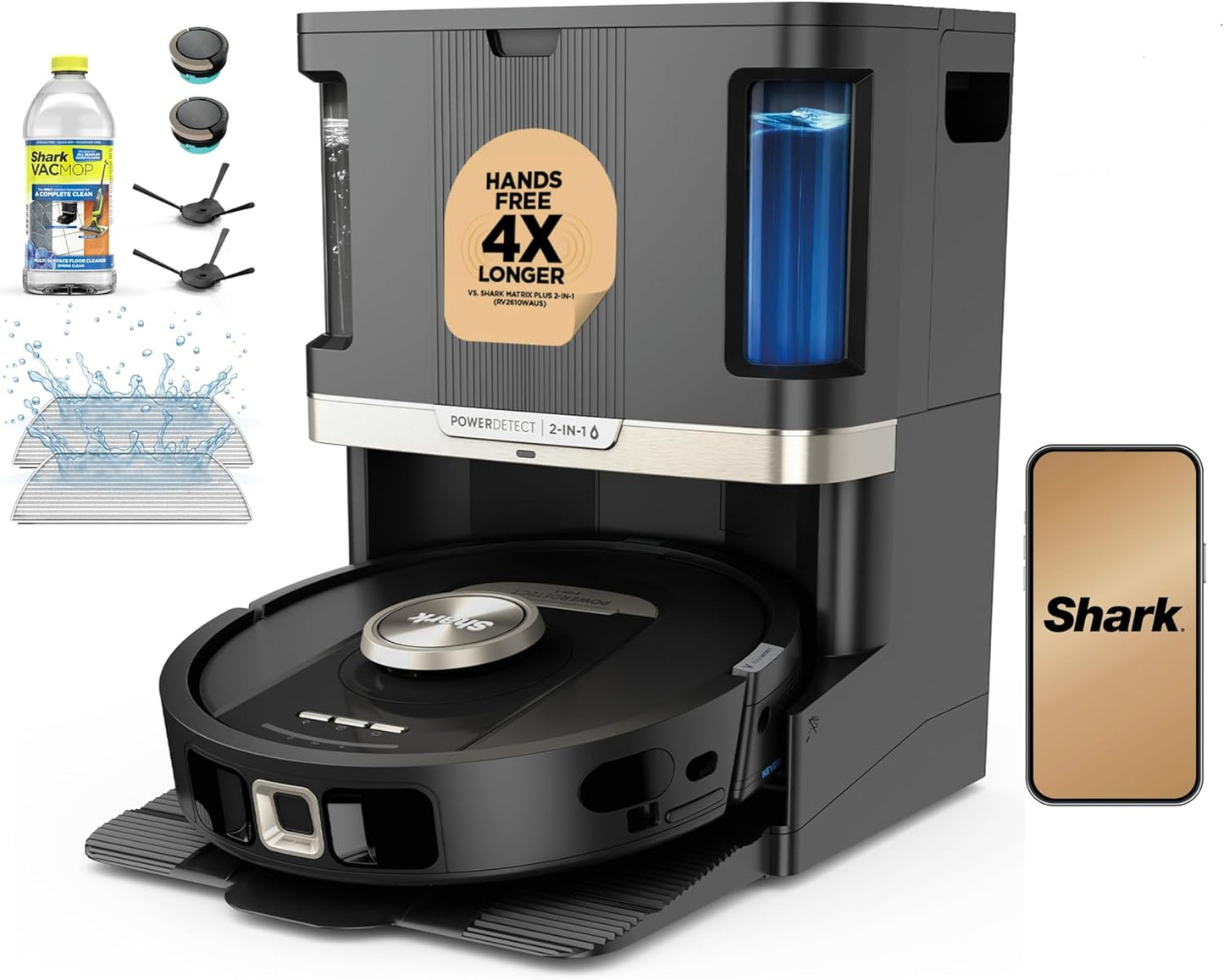Shark Robot Vacuum & Mop Combo - PowerDetect NeverTouch Pro, Self-Emptying & Self-Cleaning, Black