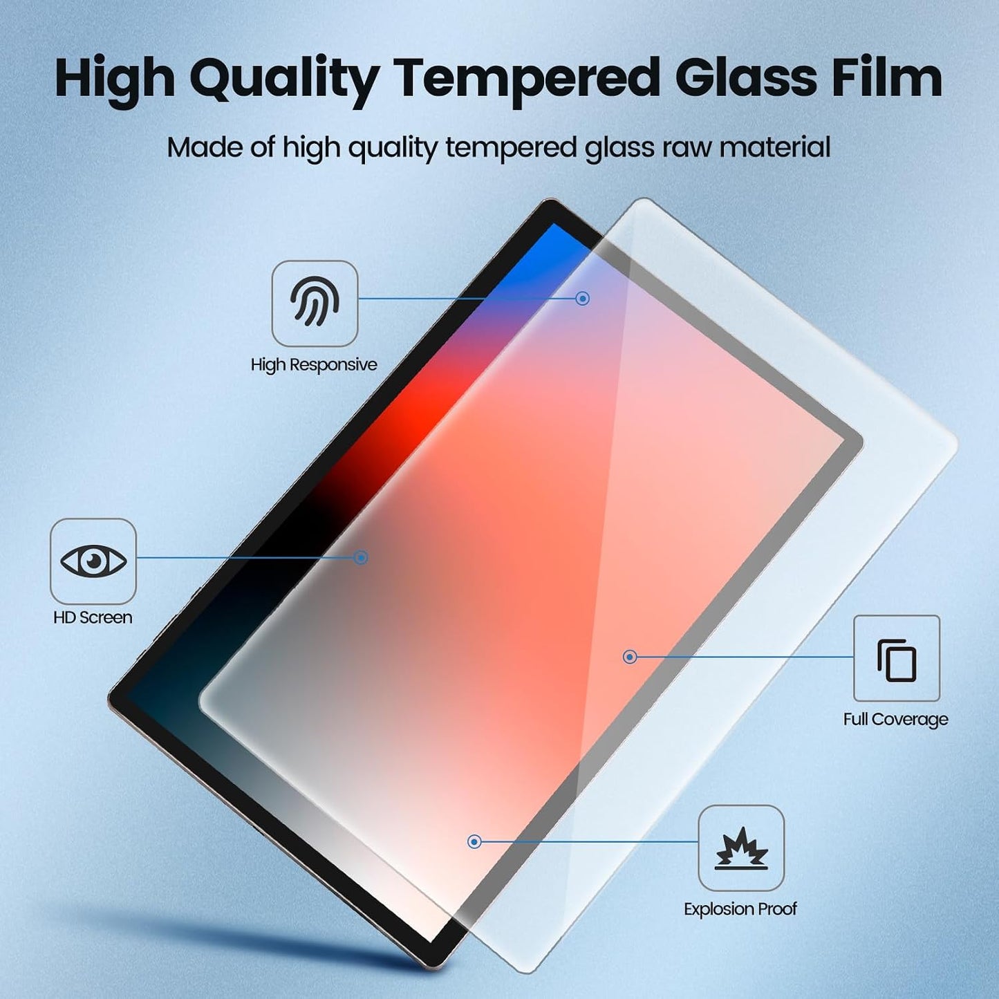 2 Pack 15.6 Inch 15.6" 9H MESWAO Screen Protector Tablet, Tempered Glass Film Only Large Tablet, Tempered Glass Film