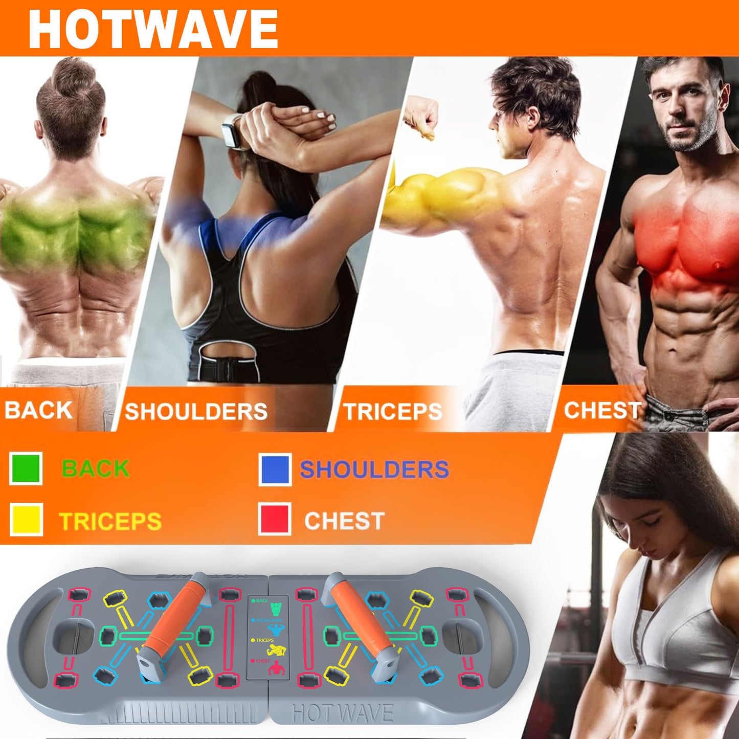 HOTWAVE Push Up Board, Push Up Board for Men, Foldable Pushup Board Home Gym Pushup Board with Handles Professional Strength Training Equipment for Men