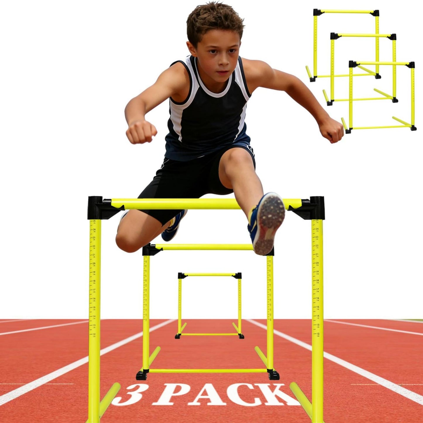 ZSHIGANMA 3 Pack Adjustable Height Hurdles Training Equipment, Agility Speed Jumping Training Equipment for Basketball Soccer Football Dogs, Indoor & Outdoor, Detachable Hurdles Track and Field(Green)