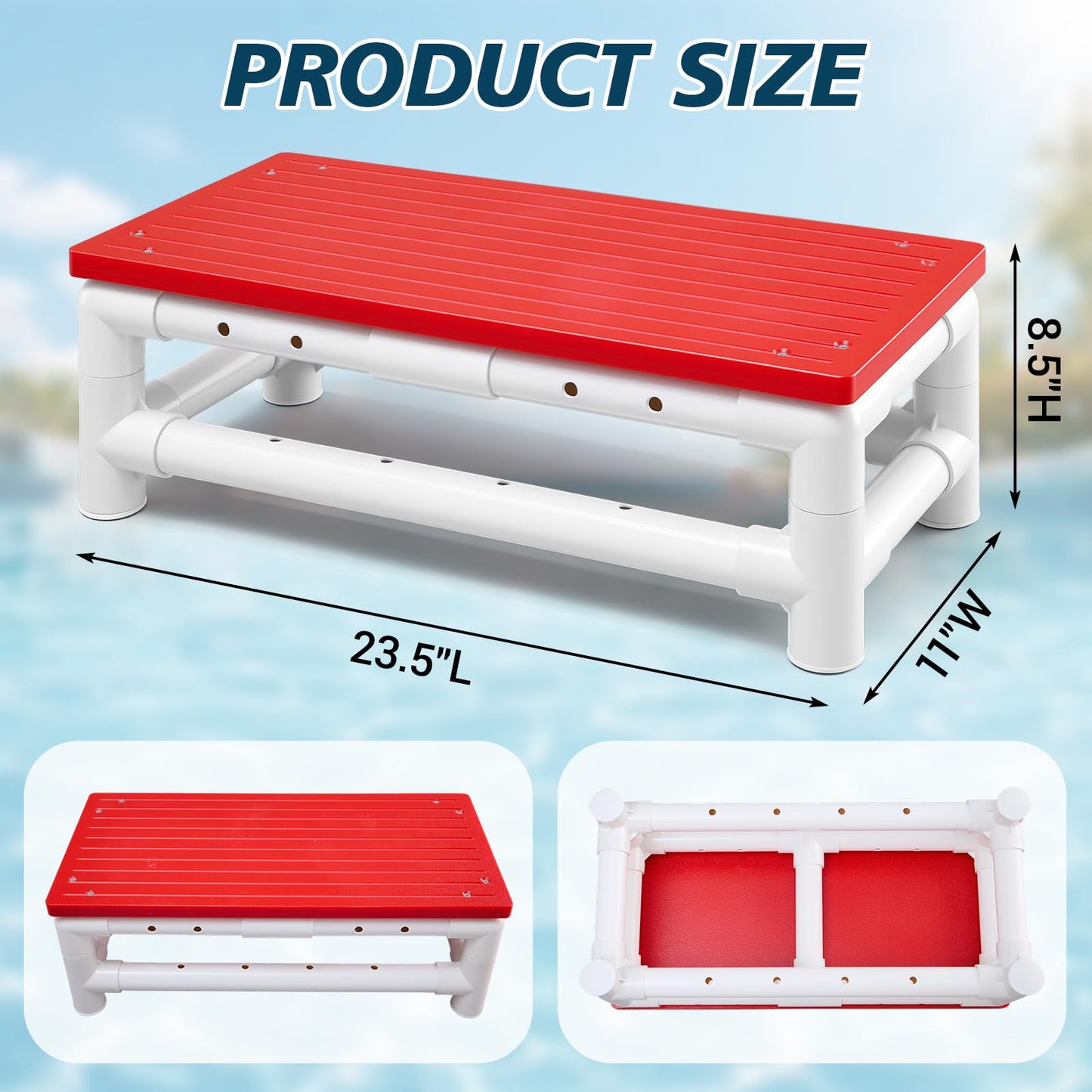 BreezeHug Water Aerobic Exercise Step, Aquatic Step, Aerobic Fitness Platform for Pool Fitness, Rehabilitation, Weight Loss and Multipurpose, 23.5" x 11" x 8.5"