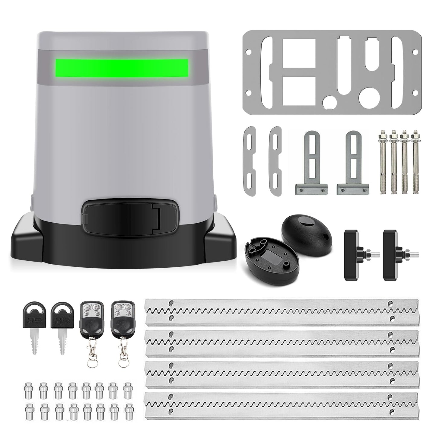 Blütezeit 1400lb Sliding Gate Opener with 35V 25W Solar Panel, WiFi Control | Backup Battery | IR Sensor | 2 Remotes Rack-Driven Slide Gate Motor