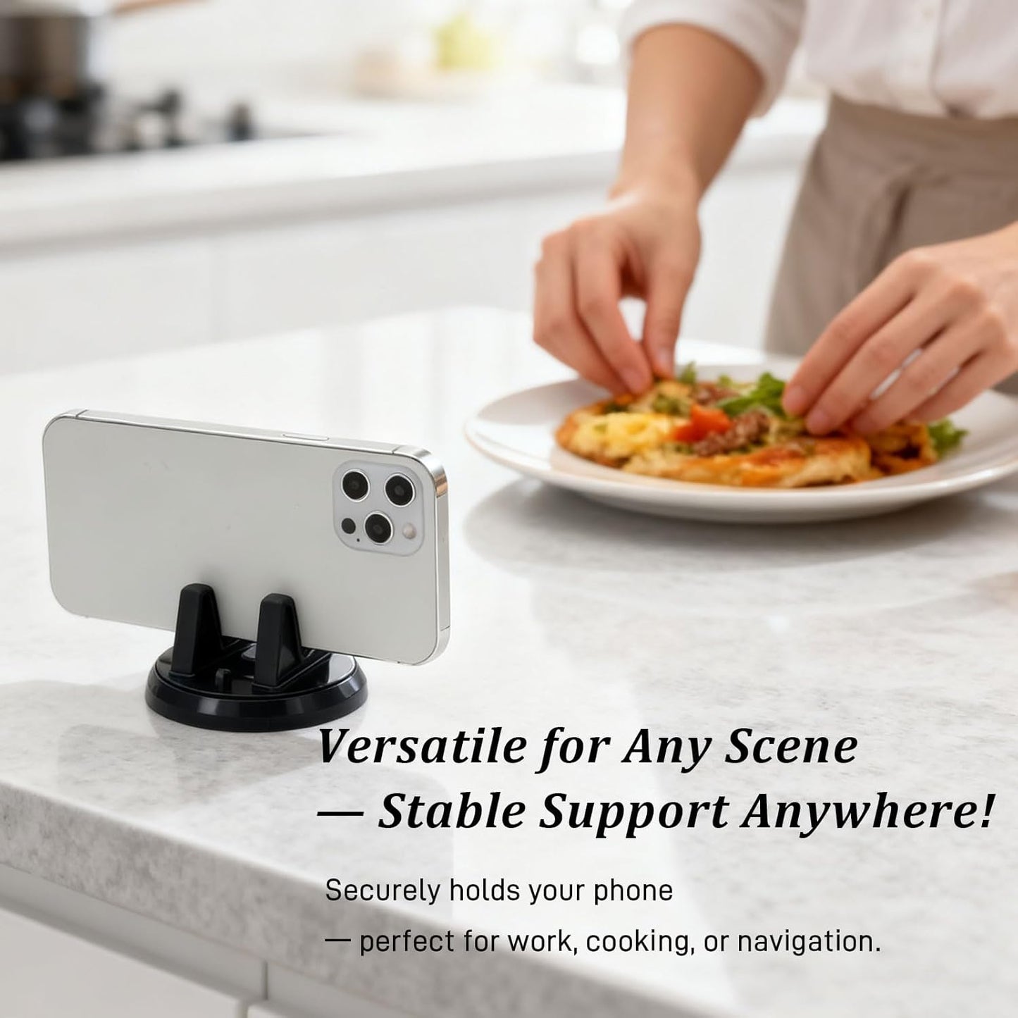 Brvlsoc 360 Rotatable Car Phone Mount with Three-Point Dashboard Support Washable Adhesive Holder for Smartphones & GPS