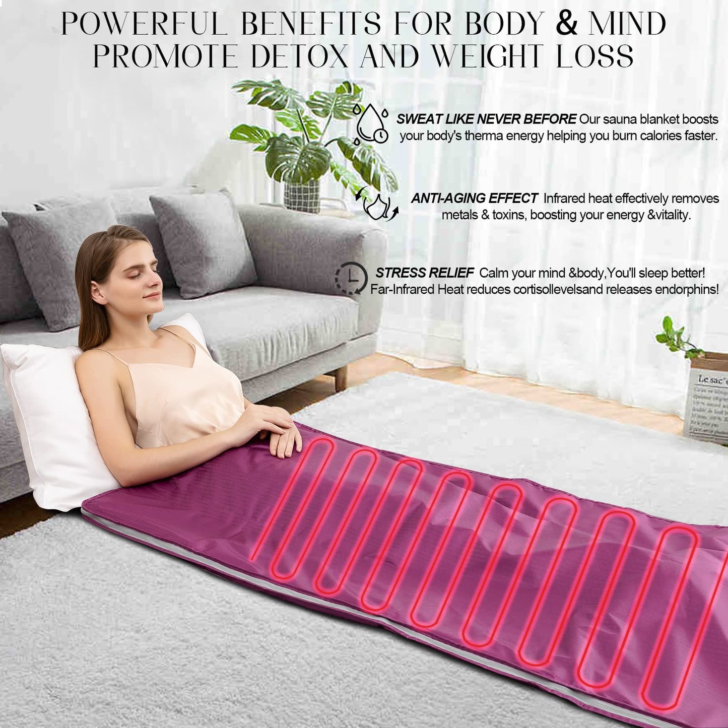 TaTalife Infrared Sauna Blanket, Sauna Blanket for Home Use, Portable Sauna Infrared for Detoxification and Recovery, Adjustable 85-185°F Temperature Range