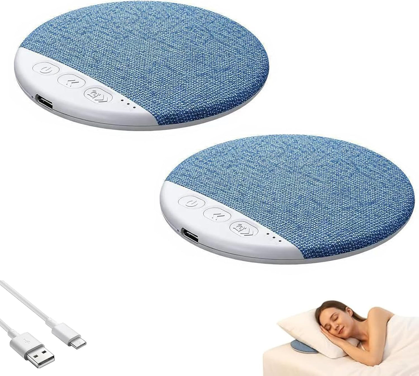 Generic (2Pcs) Bluetooth Pillow Speaker for Sleeping, Ultra Thin Pillow Speaker with White Noise Timer, Wireless Sleep