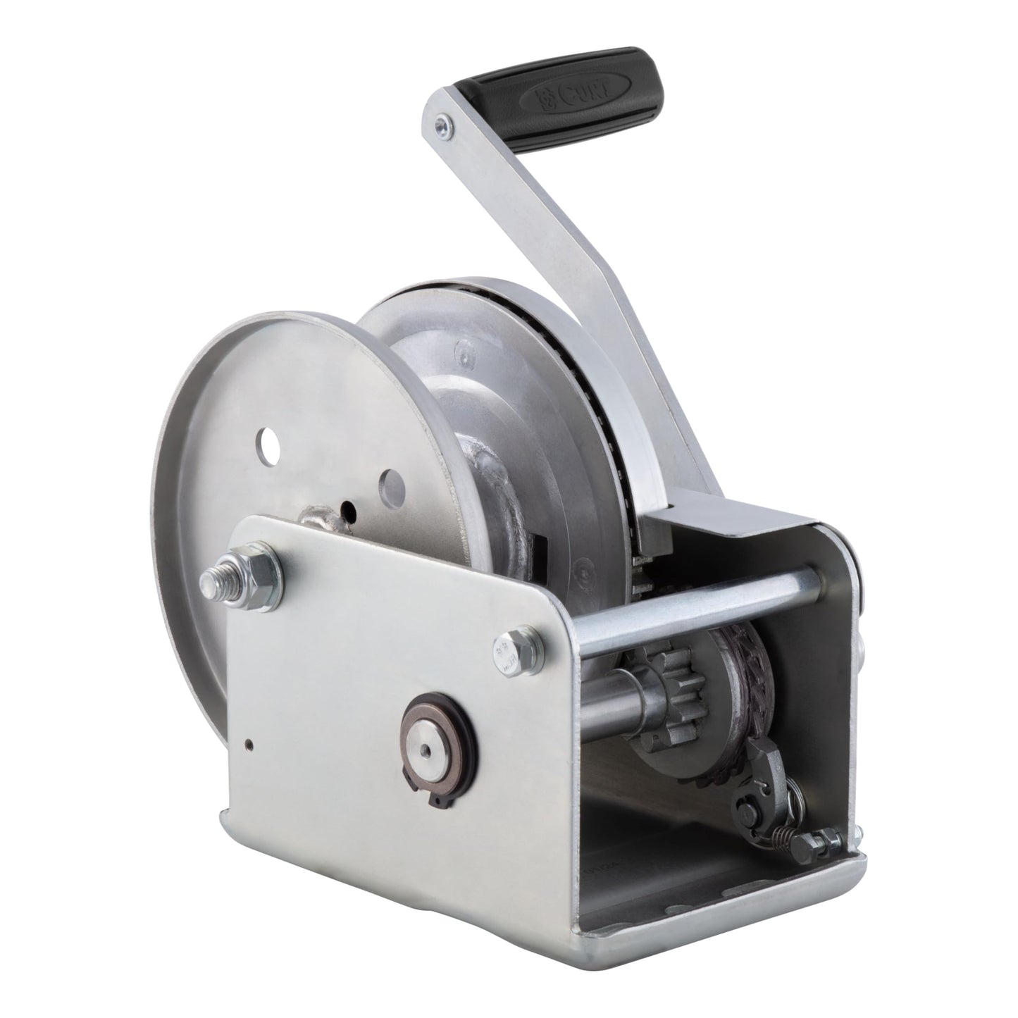 CURT 29615 Hand-Crank Brake Winch, 1,500 lbs, 5:1 Gear Ratio, 10.6" Handle