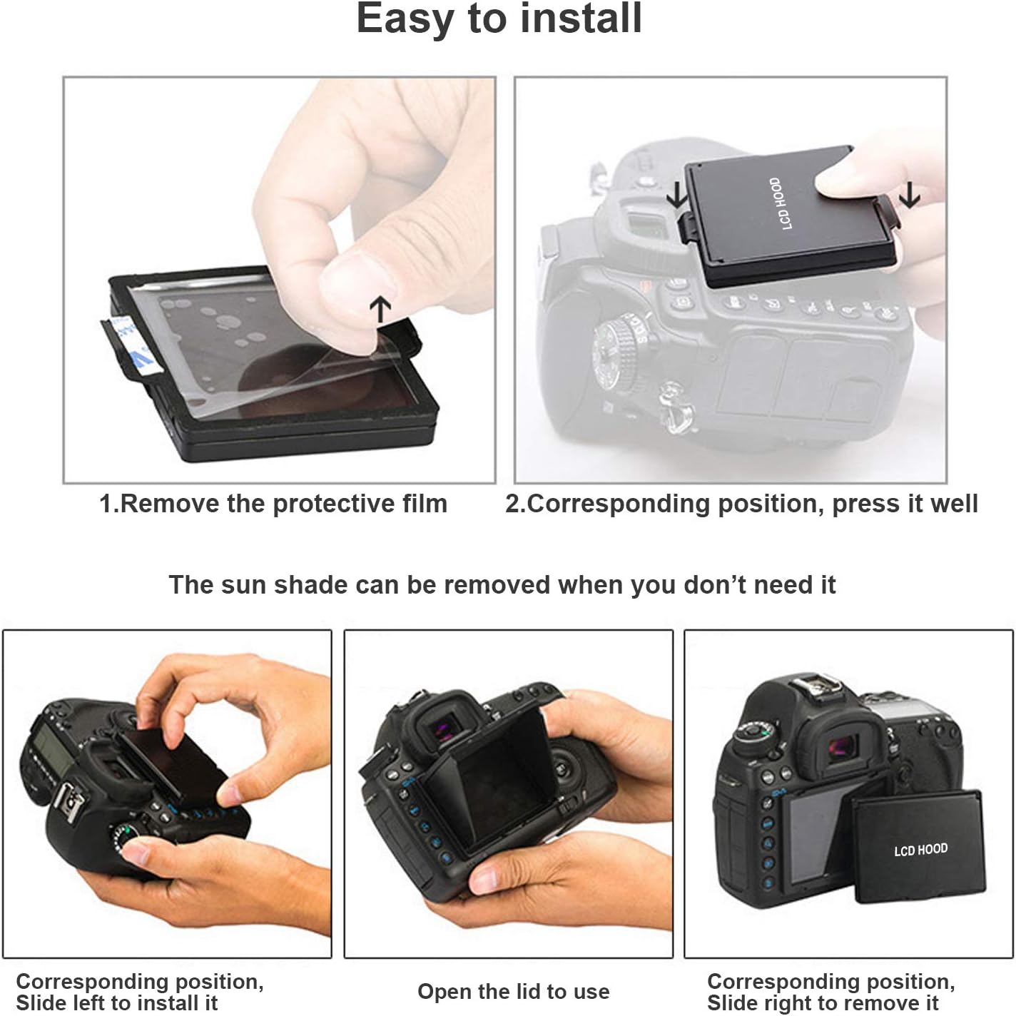 D850 Camera LCD Sun Shade Sun Hood Camera LCD Viewfinder Professional Optical Sunshade with Screen Protector for Nikon