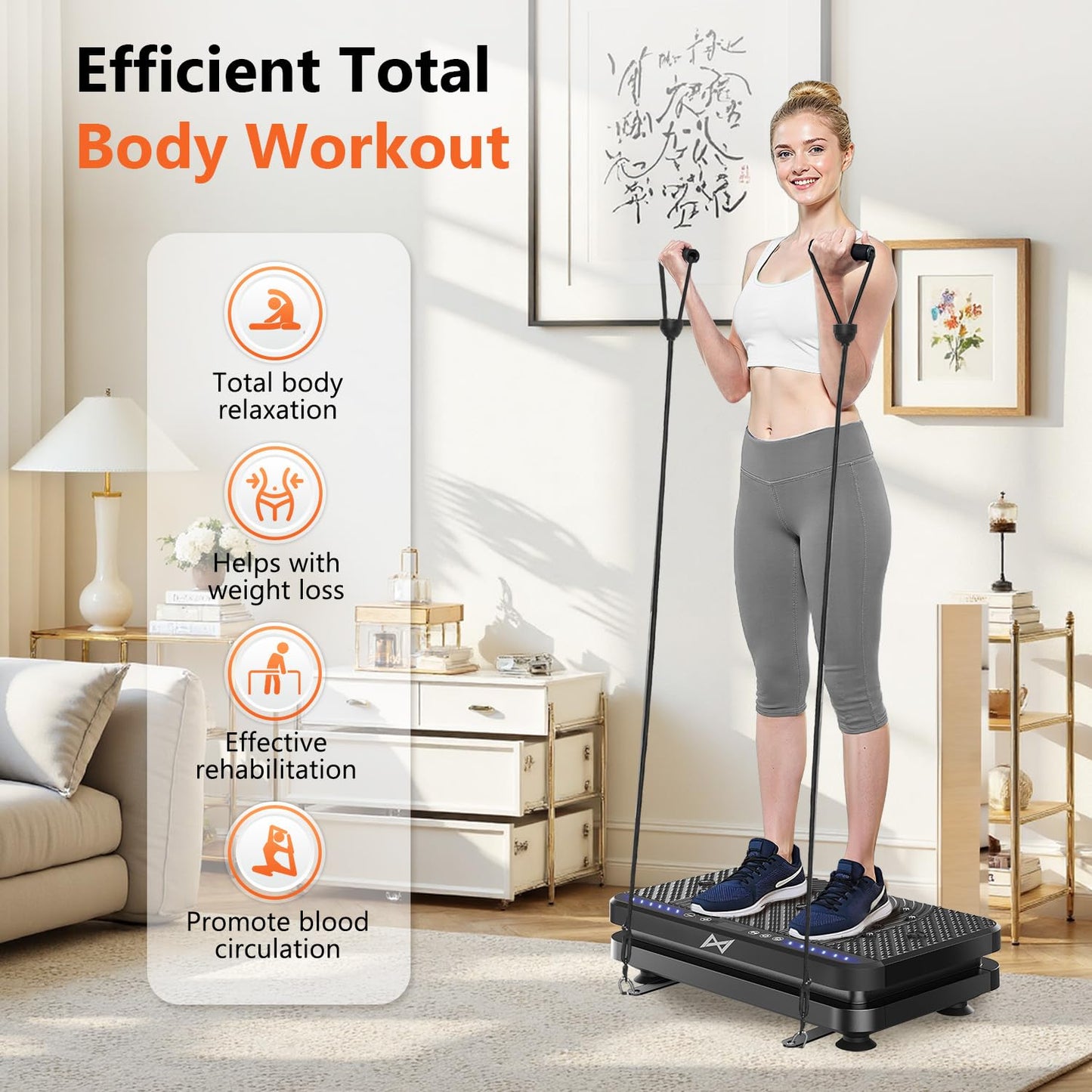 AXV Vibration Plate Fitness Platform Exercise Machine Vibrating Lymphatic Drainage Shaking Full Body Shaker Workout Vibrate Stand Shake Board Sport Gym for Weight Loss Fat Burner for Women Men