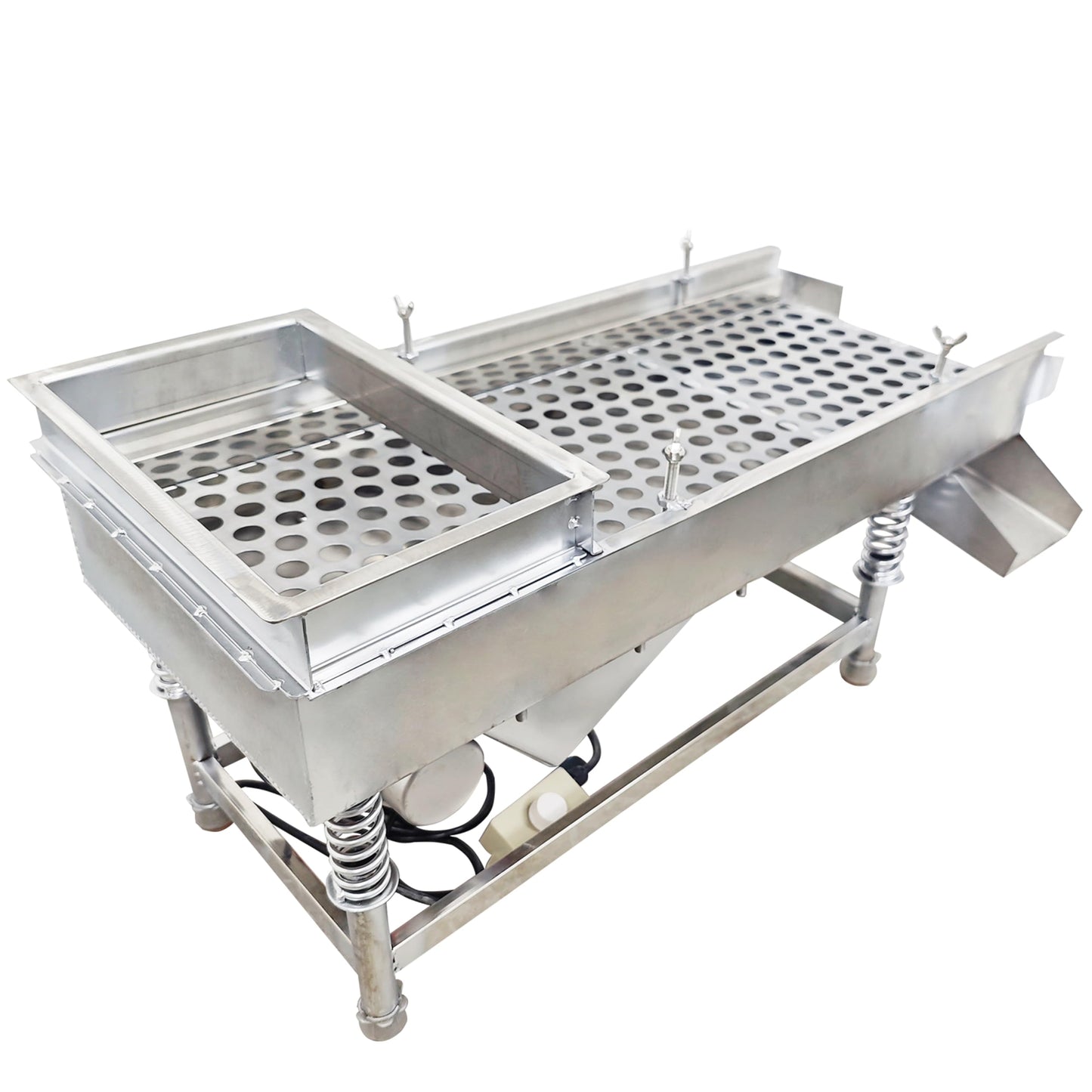 TECHTONGDA Straight Vibrating Sieve Screen Shaker Electric Linear Sifter Machine Stainless Steel One Layer One Motor 20mm Screen Size 11.8×29.5inch 110V