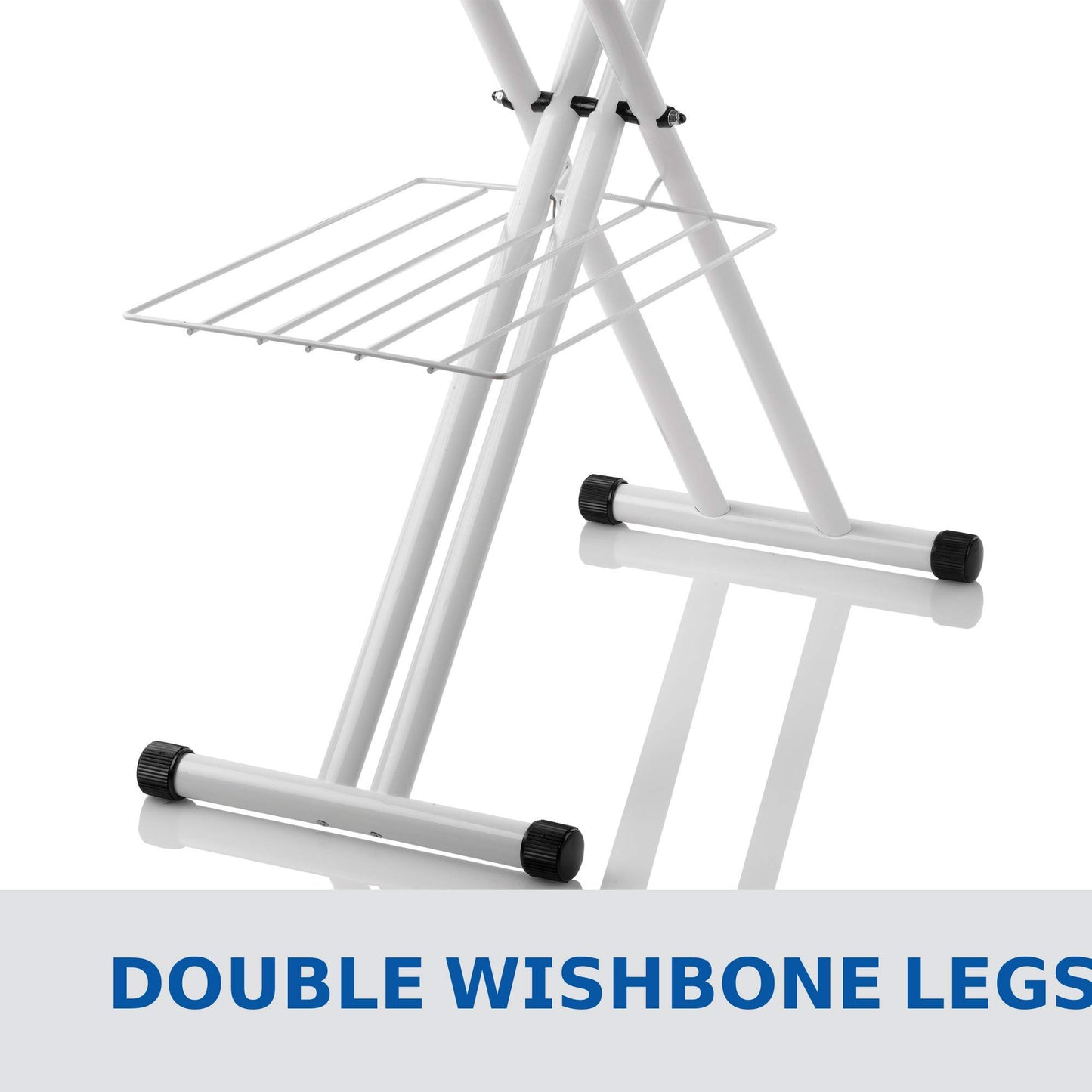 Reliable 220IB Home Ironing Board, Made in Italy Portable Ironing Board with Vera Foam Memory Foam Cover, Conex Heat Resistant Zone, 7 Step Height Adjustment, Strong Iron Rest and Laundry Rack