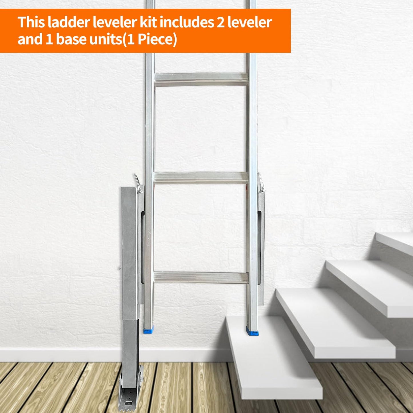 Ladder Leveler for Extension Ladder, Adjustable Extension Ladder Stabilizer Leg Ground Leveler, with Anti-Slip Pattern Steel Pole,Ladder Levelers for Extension Ladders(1 Piece)
