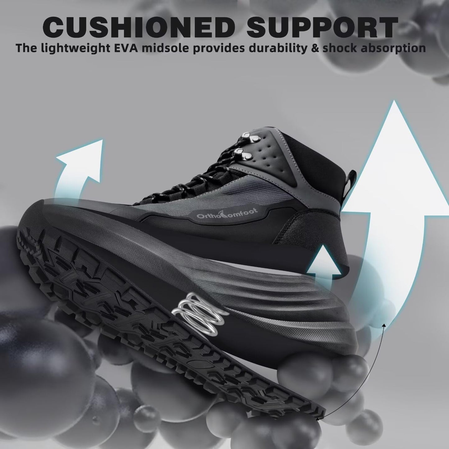 Men's Orthopedic Wide Hiking Boots: Comfortable Plantar Fasciitis Orthotic Arch Support Bunions Recovery Trail Sneakers, Leisure Gowalk Diabetic Stylish Standing Walking Shoes Black Size 11