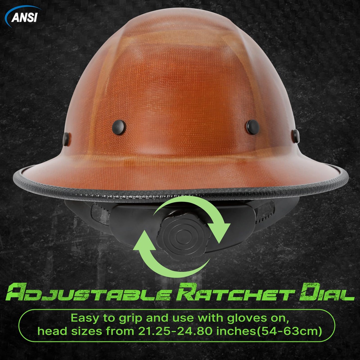 OSHA Approved Construction Fiberglass Full Brim Hard Hat with Chin Strap