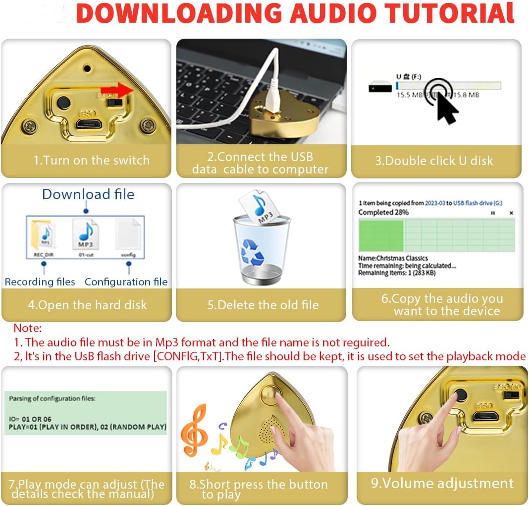 XLW 16 Min Voice Recorder USB Downloadable Recordable Sound Chips Module for Stuffed Animals,Personal Voice Message