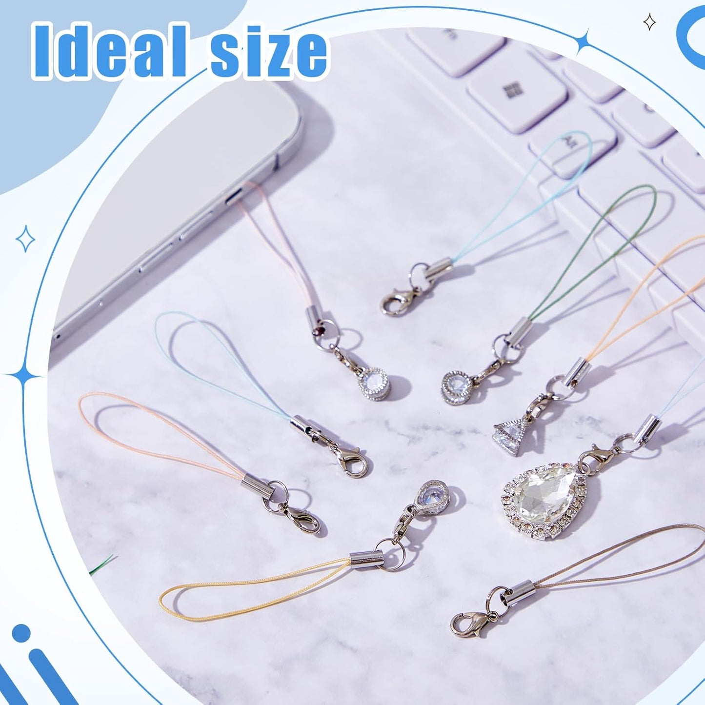 200 Frienda Pcs Phone Charms Strap Kit, Cell Phone Split Ring Strap, Keychains String, Lariat Lanyard Loop Charms