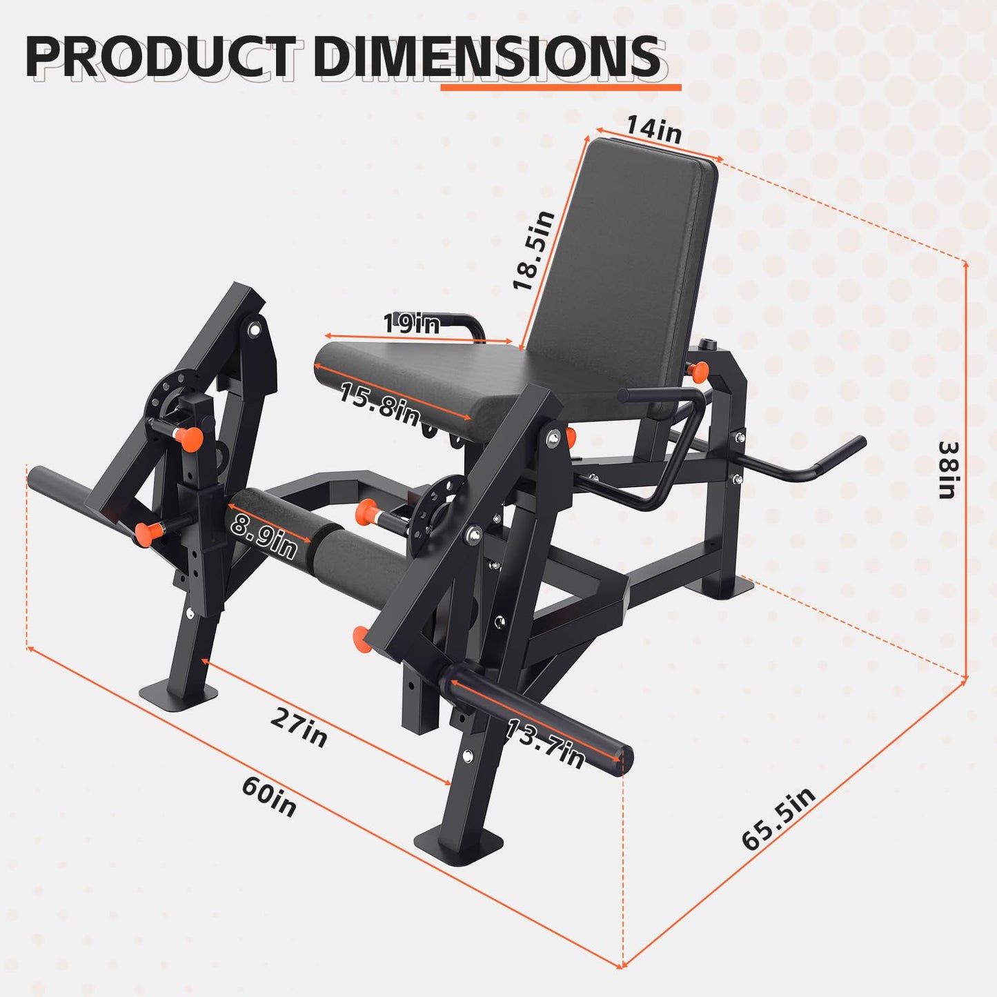HIKEDIN Leg Press and Curl Machine, Single Leg Extension, Seated Leg Curl, Adjustable Leg Workout Bench, Plate Loaded Home Gym Equipment for Thigh & Hamstring Training, Heavy Duty Steel Frame，Black