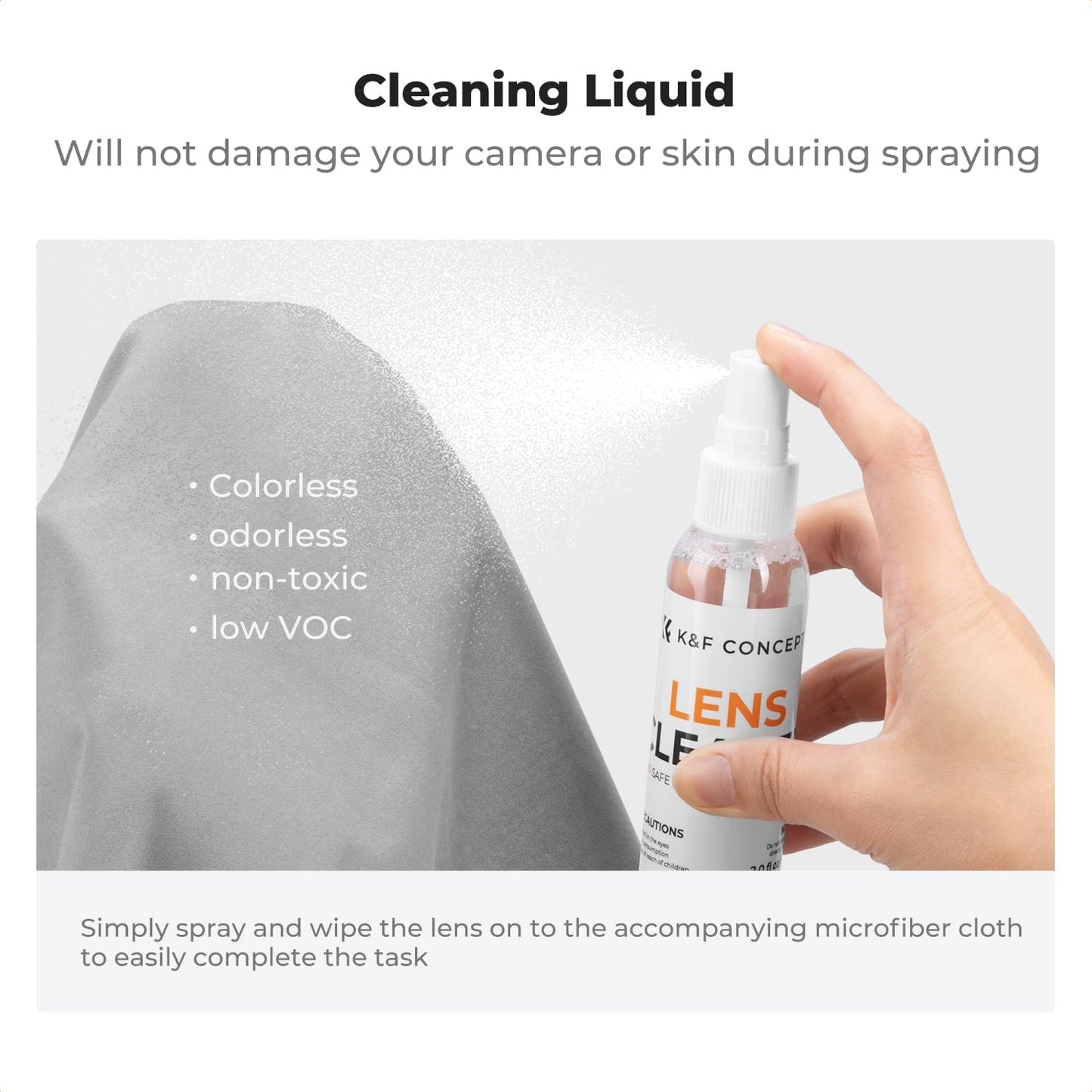 K&F CONCEPT 15-1 Professional Cleaning Kit for DSLR Cameras and Sensitive Electronics, Bundle with Lens Cleaner