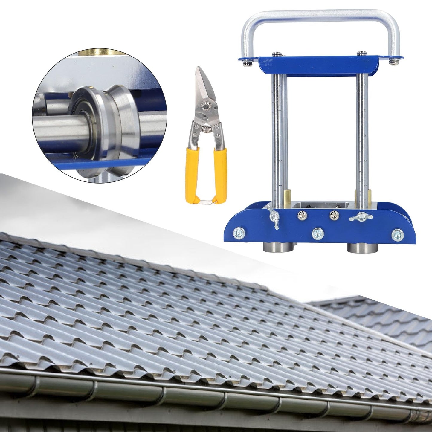 Manual Roll Bender, 3 Station Roller for Sheet Metal, Bending Machine with 0-90 Degree Angle, for Roofing Materials, Rain Diverters and Gutters
