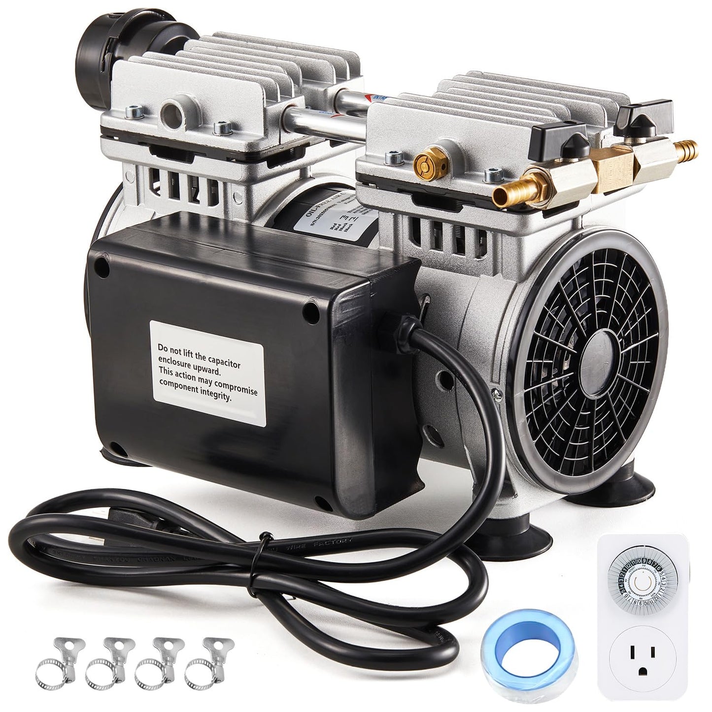 MEISHUNDA Pond Aeration Pump,550W Power 5.2CFM for Up to 3 Acre with Timer,3/4 HP Compressor,NO Diffuser